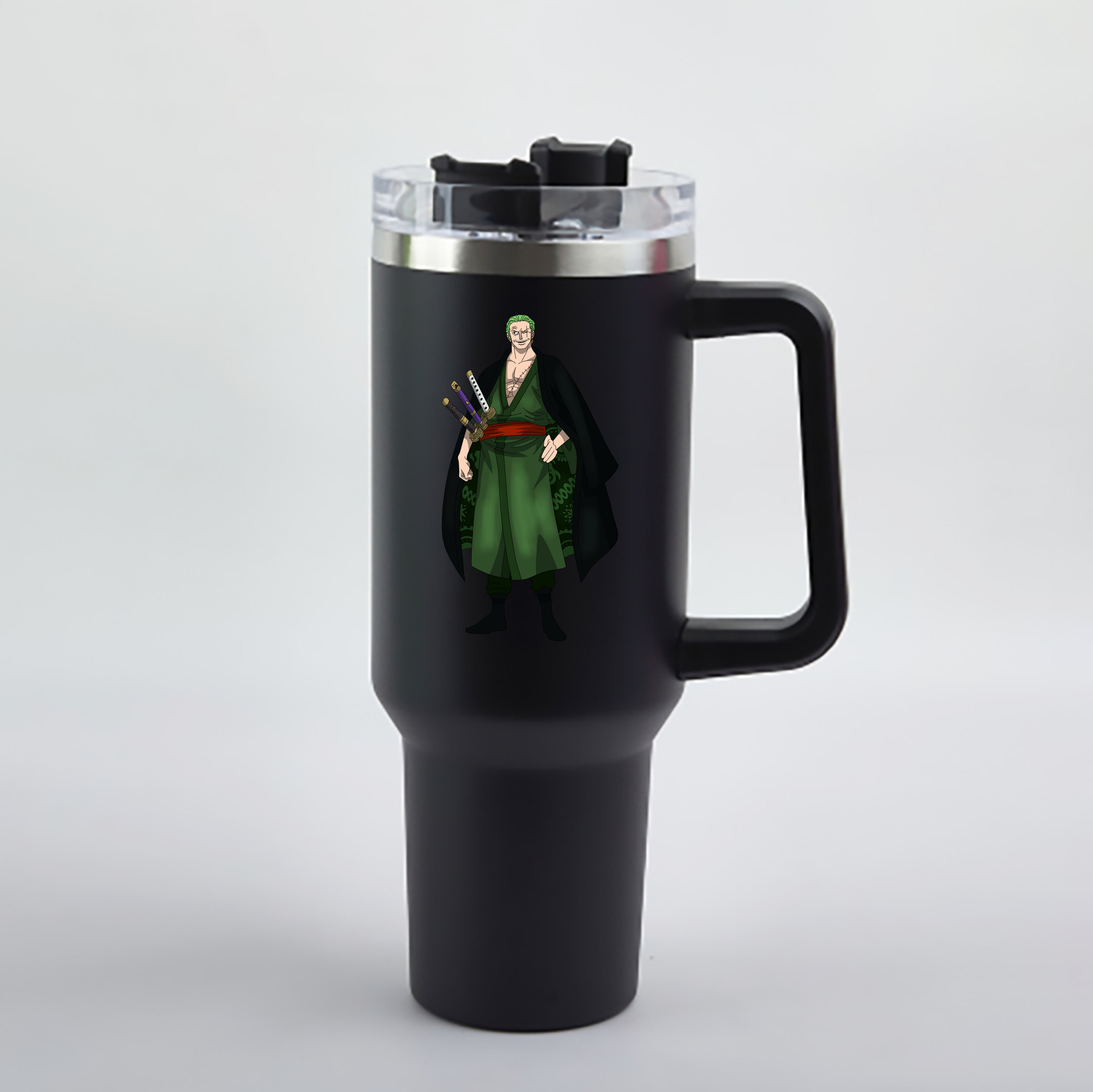 ワンピース ロロノア・ゾロ ONE PIECE Roronoa Zoro 1200mL車用タンブラー - クリスタルステッカー（プラスチックストロー付き）