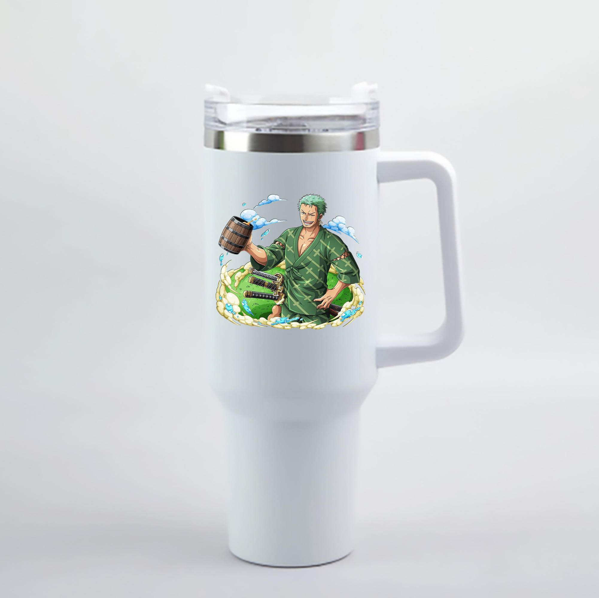 ワンピース ロロノア・ゾロ ONE PIECE Roronoa Zoro 1200mL車用タンブラー - クリスタルステッカー（プラスチックストロー付き）