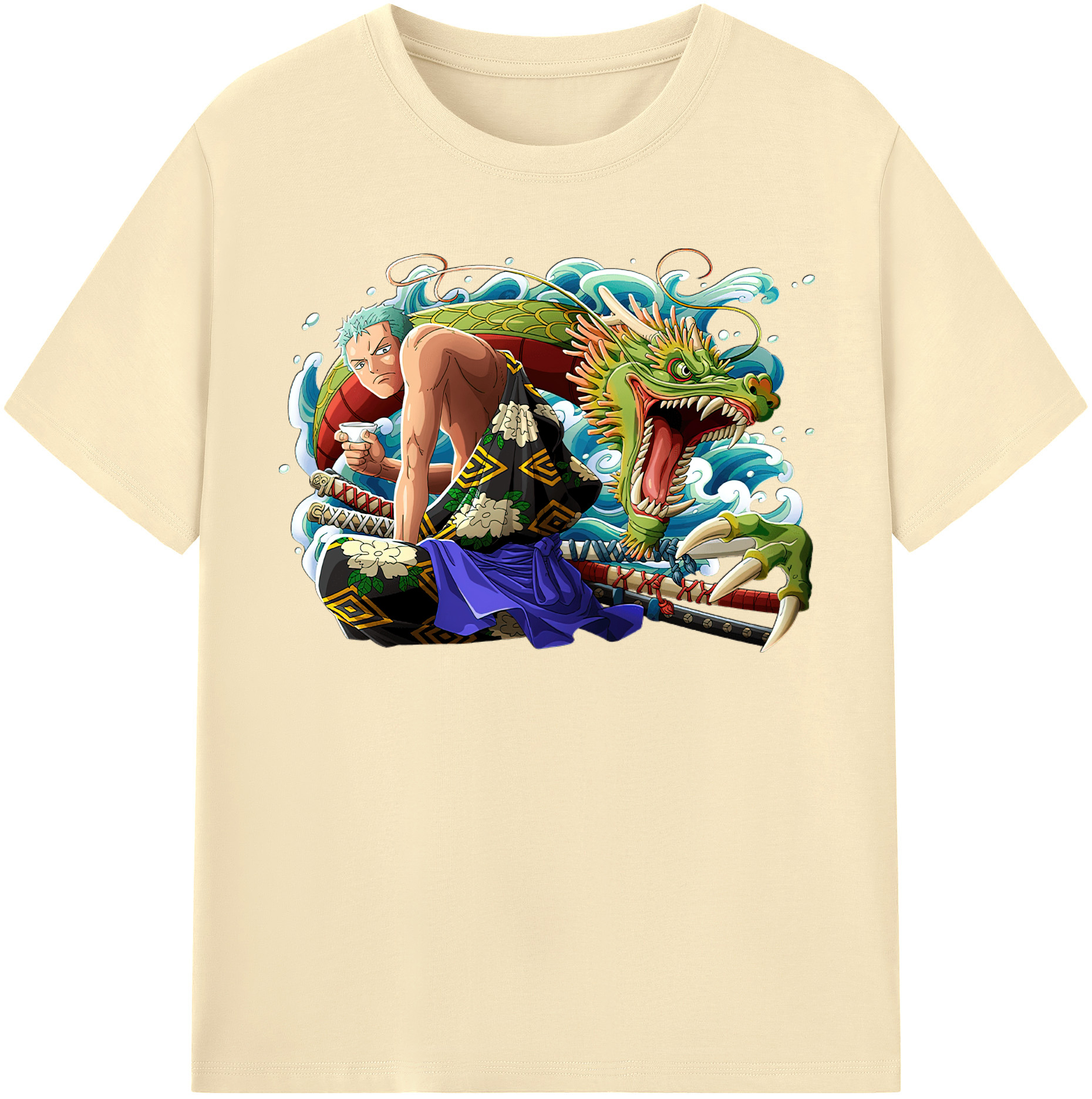 ワンピース ロロノア・ゾロ ONE PIECE Roronoa Zoro 綿100％半袖Tシャツ（フロントプリント）