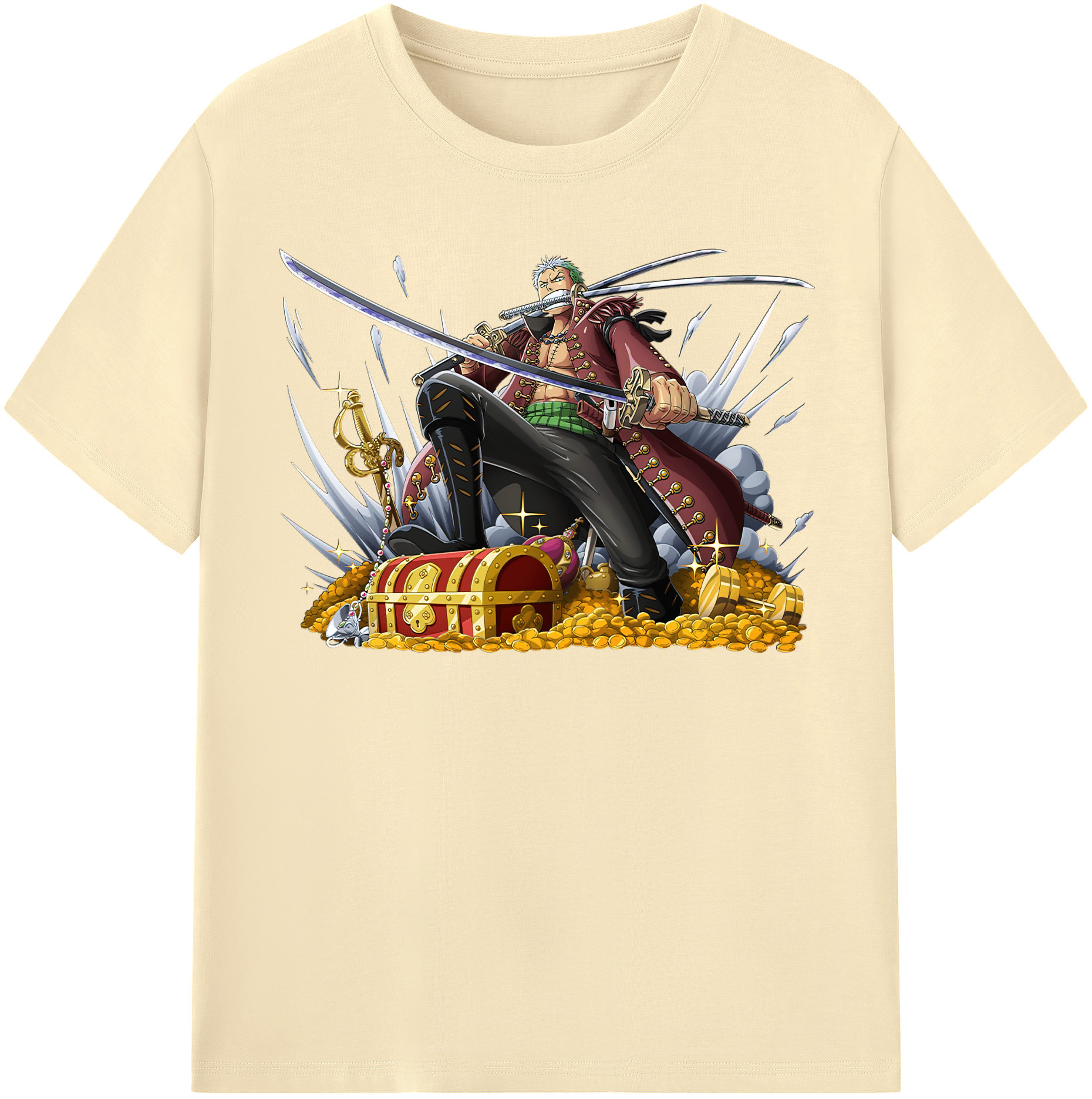 ワンピース ロロノア・ゾロ ONE PIECE Roronoa Zoro 綿100％半袖Tシャツ（フロントプリント）