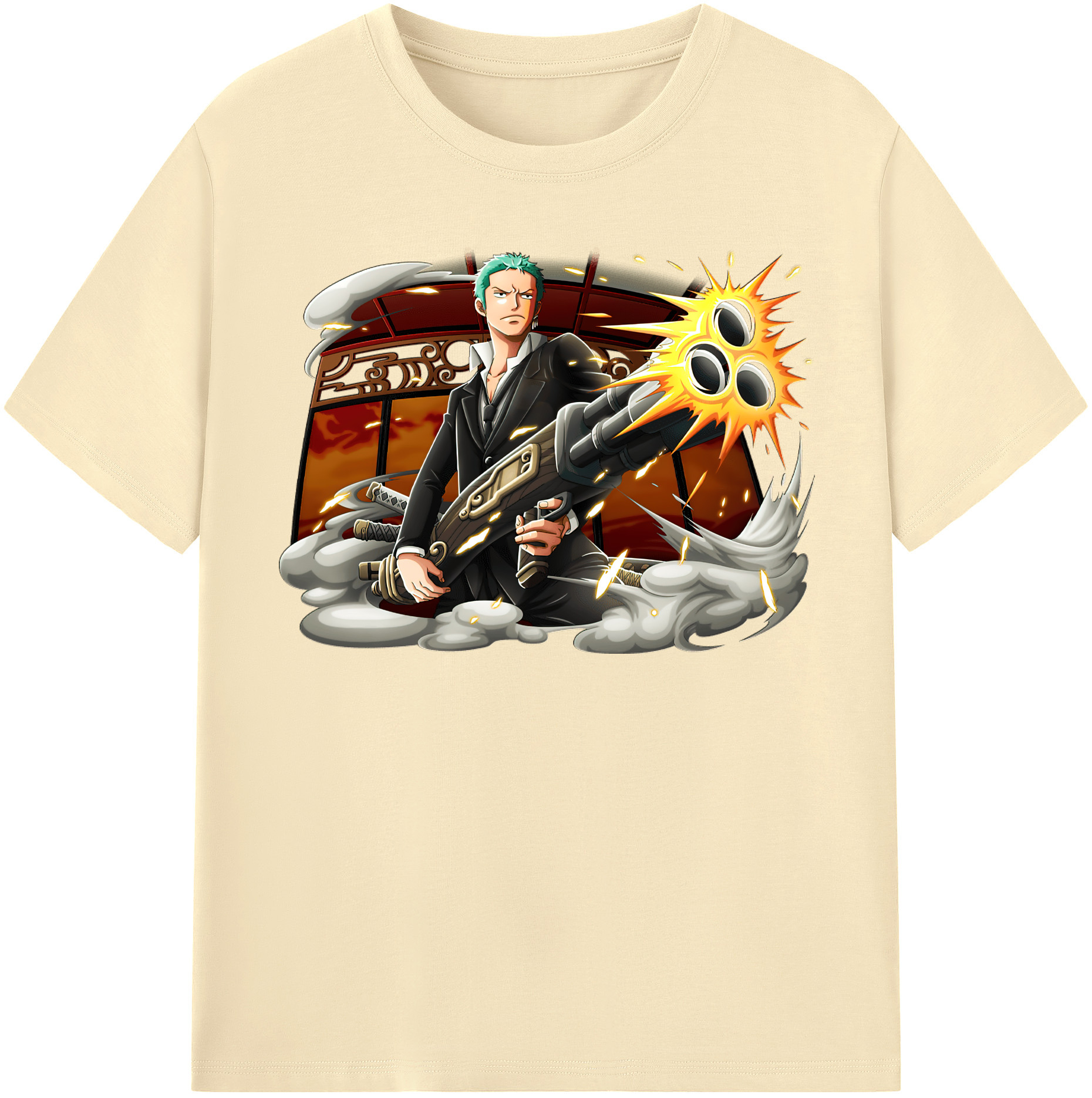 ワンピース ロロノア・ゾロ ONE PIECE Roronoa Zoro 綿100％半袖Tシャツ（フロントプリント）