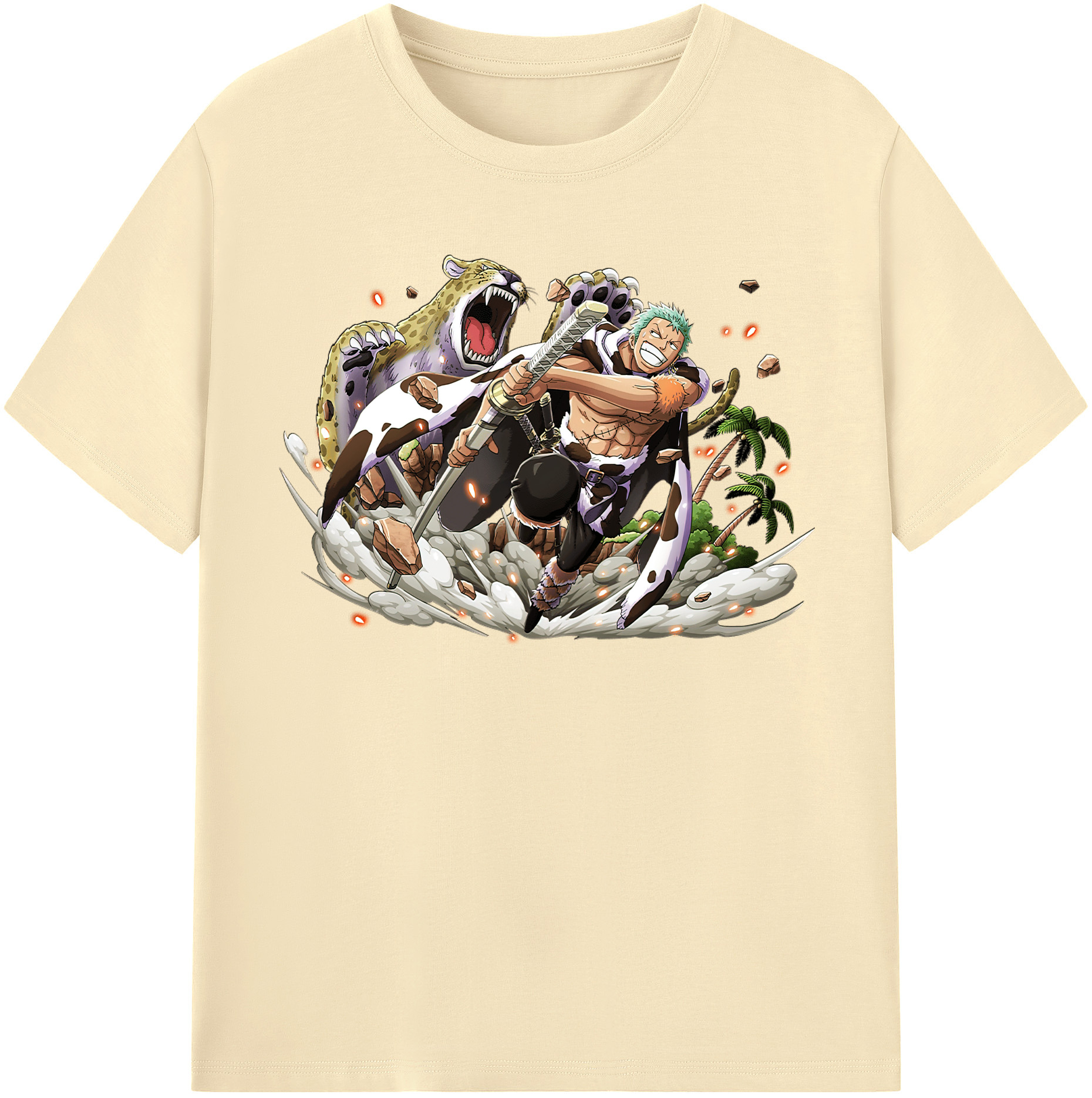 ワンピース ロロノア・ゾロ ONE PIECE Roronoa Zoro 綿100％半袖Tシャツ（フロントプリント）