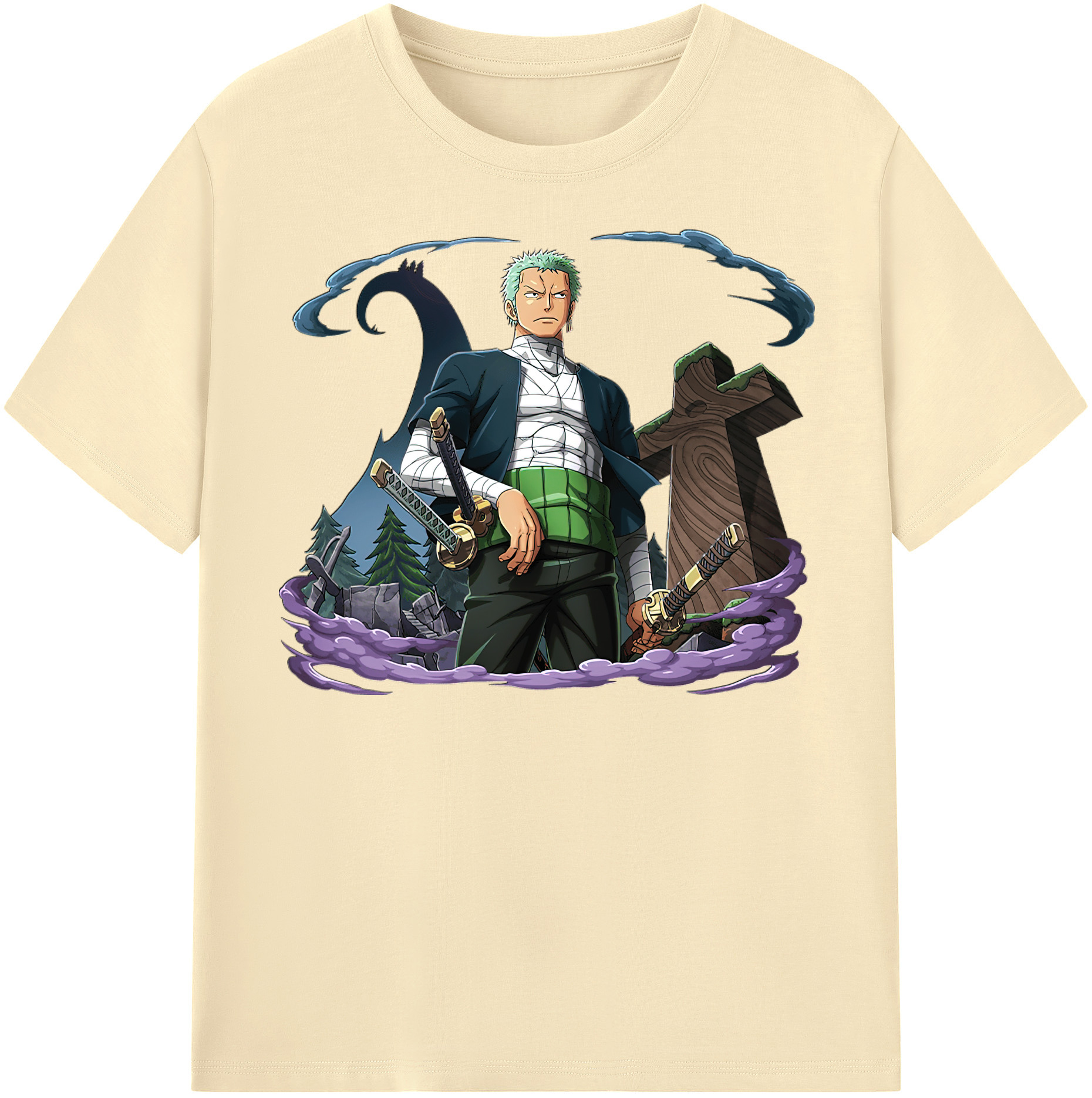ワンピース ロロノア・ゾロ ONE PIECE Roronoa Zoro 綿100％半袖Tシャツ（フロントプリント）