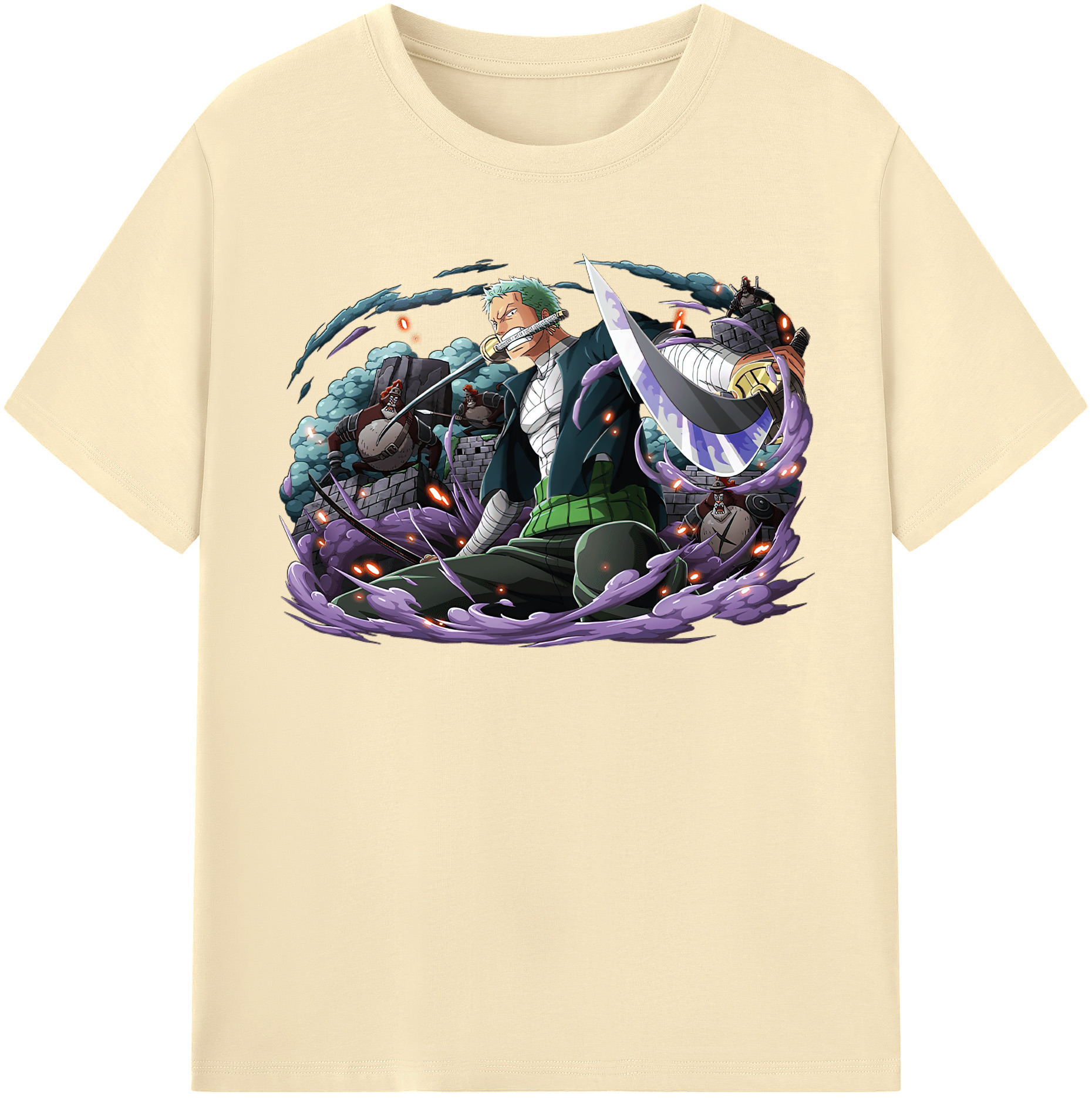 ワンピース ロロノア・ゾロ ONE PIECE Roronoa Zoro 綿100％半袖Tシャツ（フロントプリント）