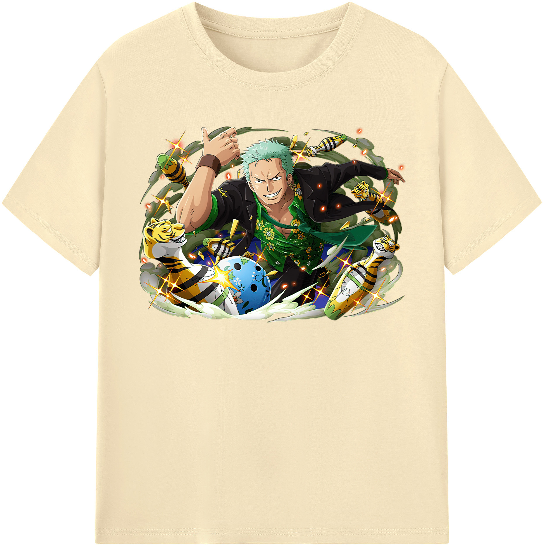 ワンピース ロロノア・ゾロ ONE PIECE Roronoa Zoro 綿100％半袖Tシャツ（フロントプリント）