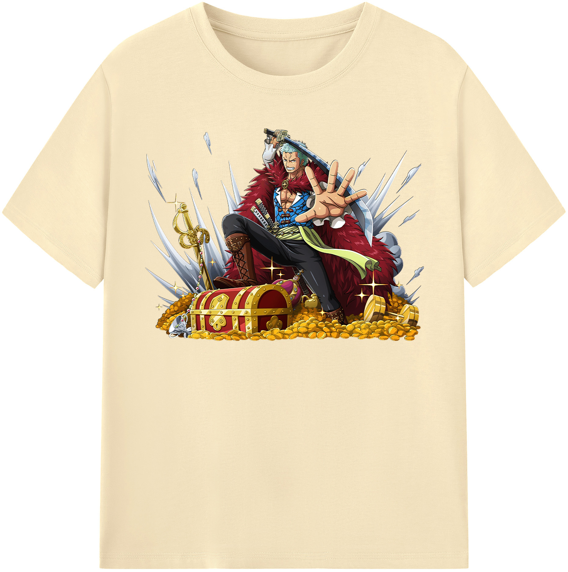 ワンピース ロロノア・ゾロ ONE PIECE Roronoa Zoro 綿100％半袖Tシャツ（フロントプリント）