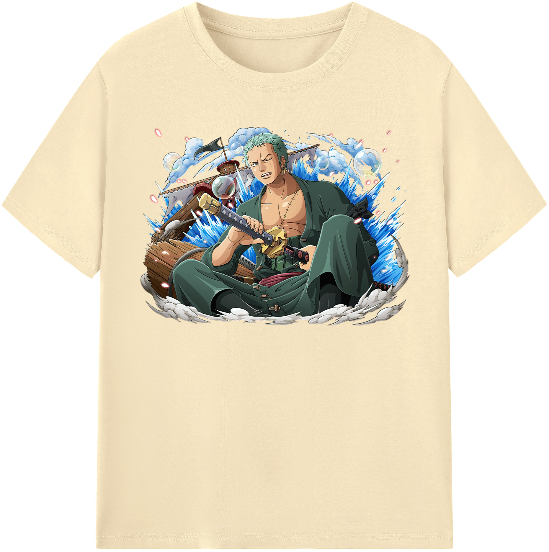 ワンピース ロロノア・ゾロ ONE PIECE Roronoa Zoro 綿100％半袖Tシャツ（フロントプリント）