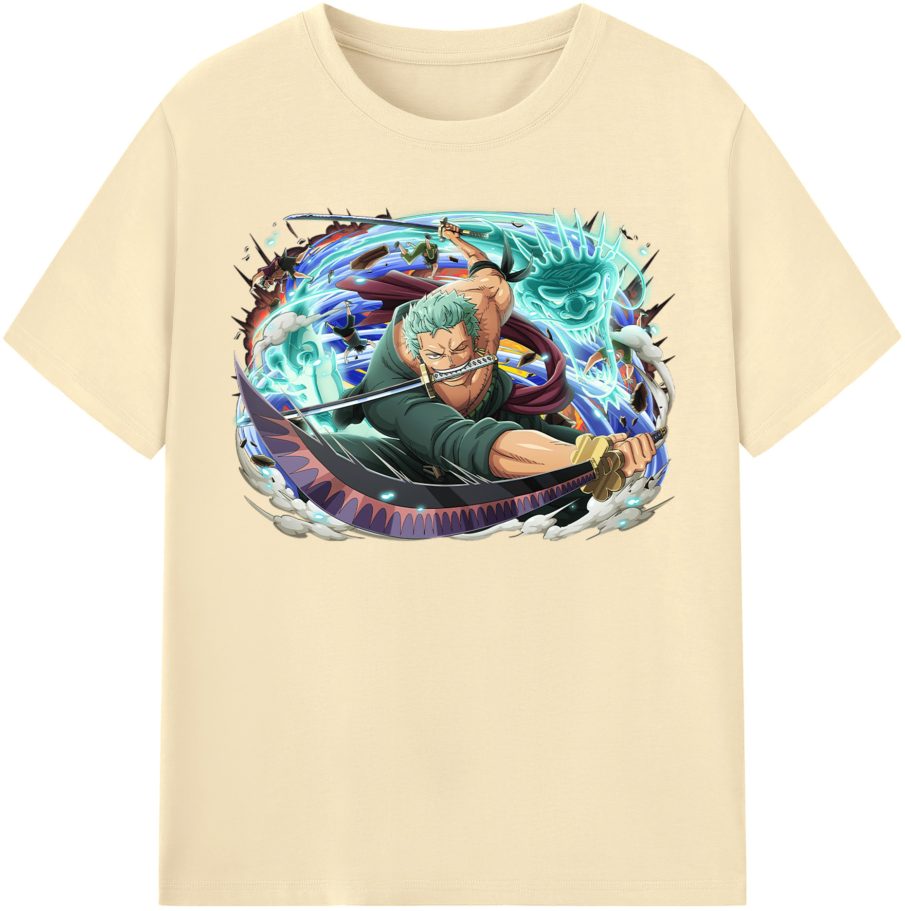ワンピース ロロノア・ゾロ ONE PIECE Roronoa Zoro 綿100％半袖Tシャツ（フロントプリント）