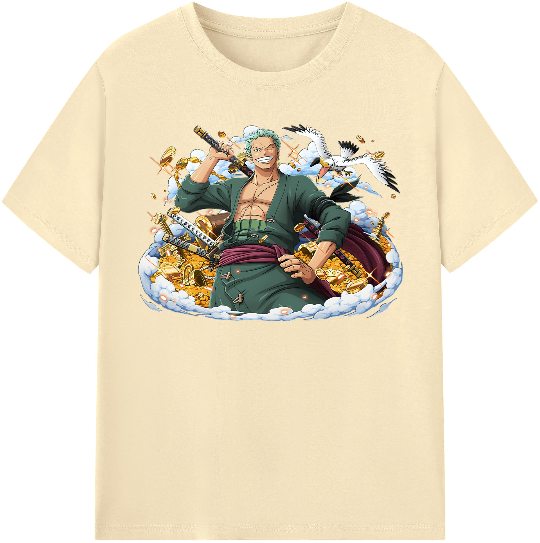 ワンピース ロロノア・ゾロ ONE PIECE Roronoa Zoro 綿100％半袖Tシャツ（フロントプリント）
