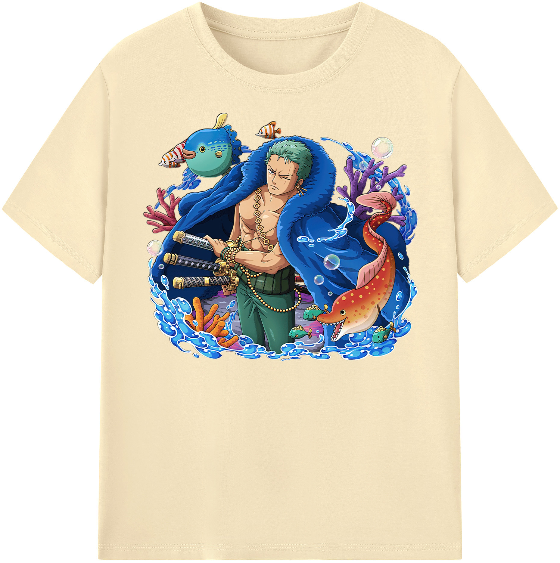 ワンピース ロロノア・ゾロ ONE PIECE Roronoa Zoro 綿100％半袖Tシャツ（フロントプリント）