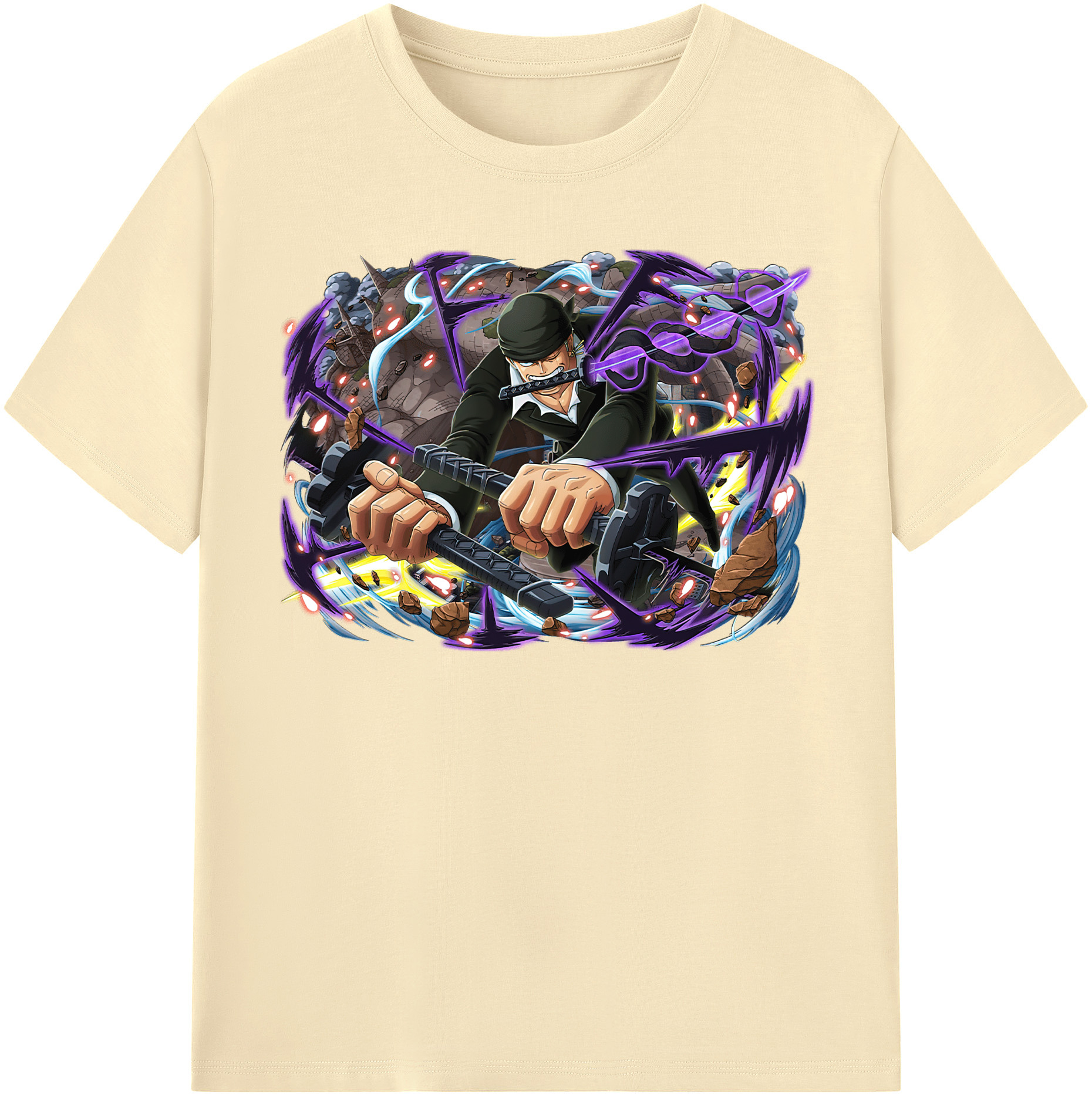 ワンピース ロロノア・ゾロ ONE PIECE Roronoa Zoro 綿100％半袖Tシャツ（フロントプリント）
