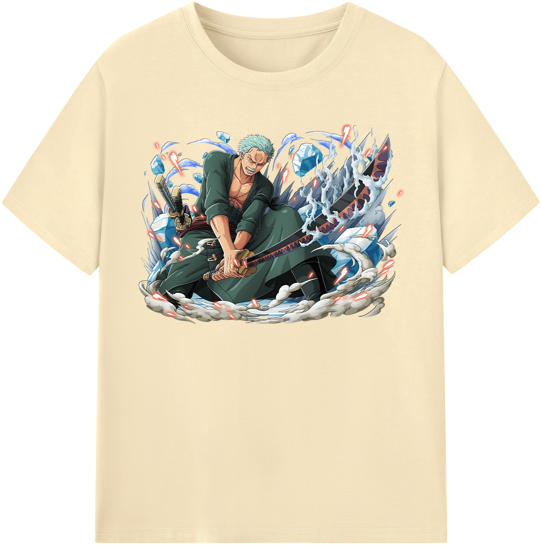 ワンピース ロロノア・ゾロ ONE PIECE Roronoa Zoro 綿100％半袖Tシャツ（フロントプリント）