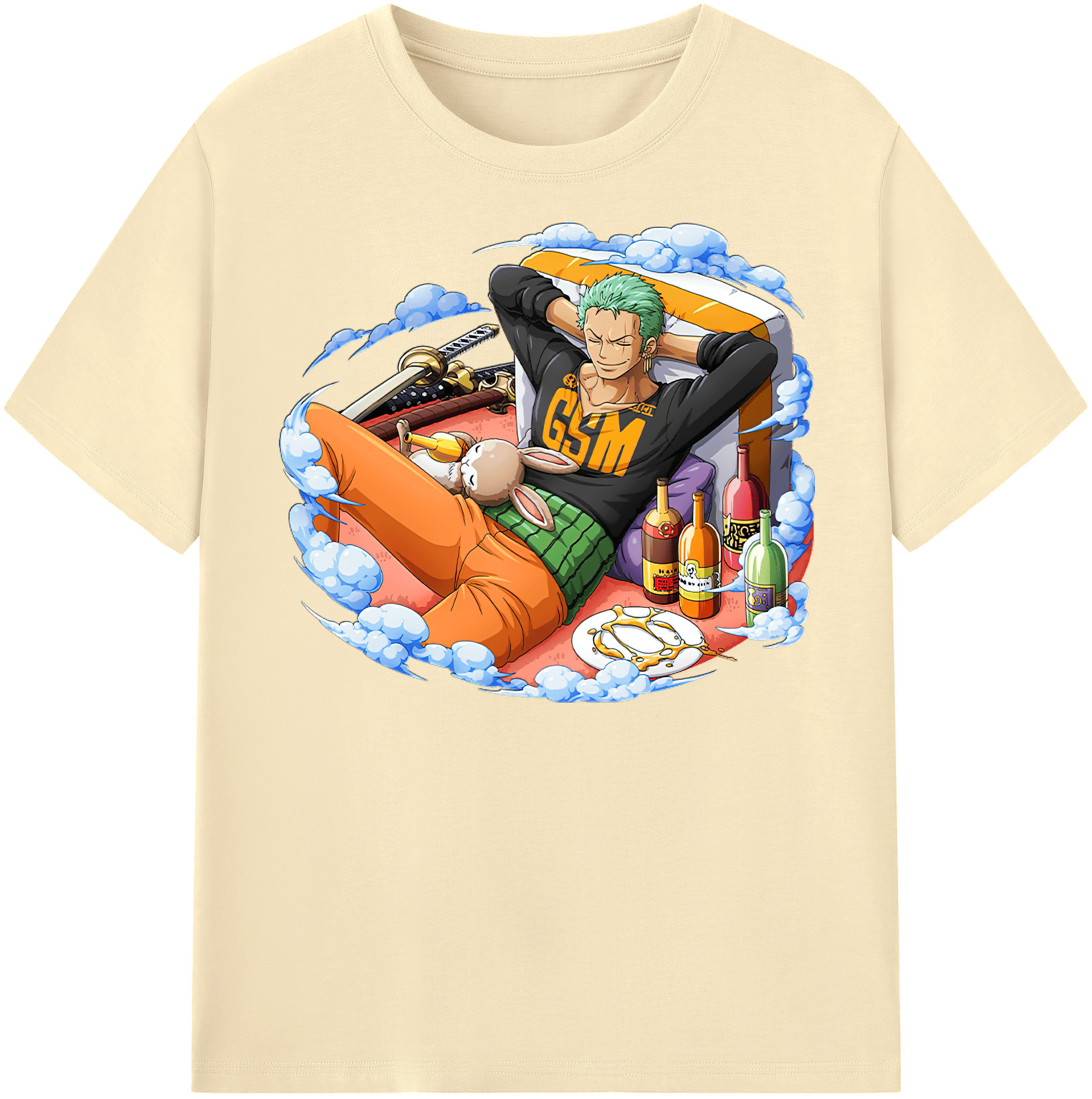 ワンピース ロロノア・ゾロ ONE PIECE Roronoa Zoro 綿100％半袖Tシャツ（フロントプリント）