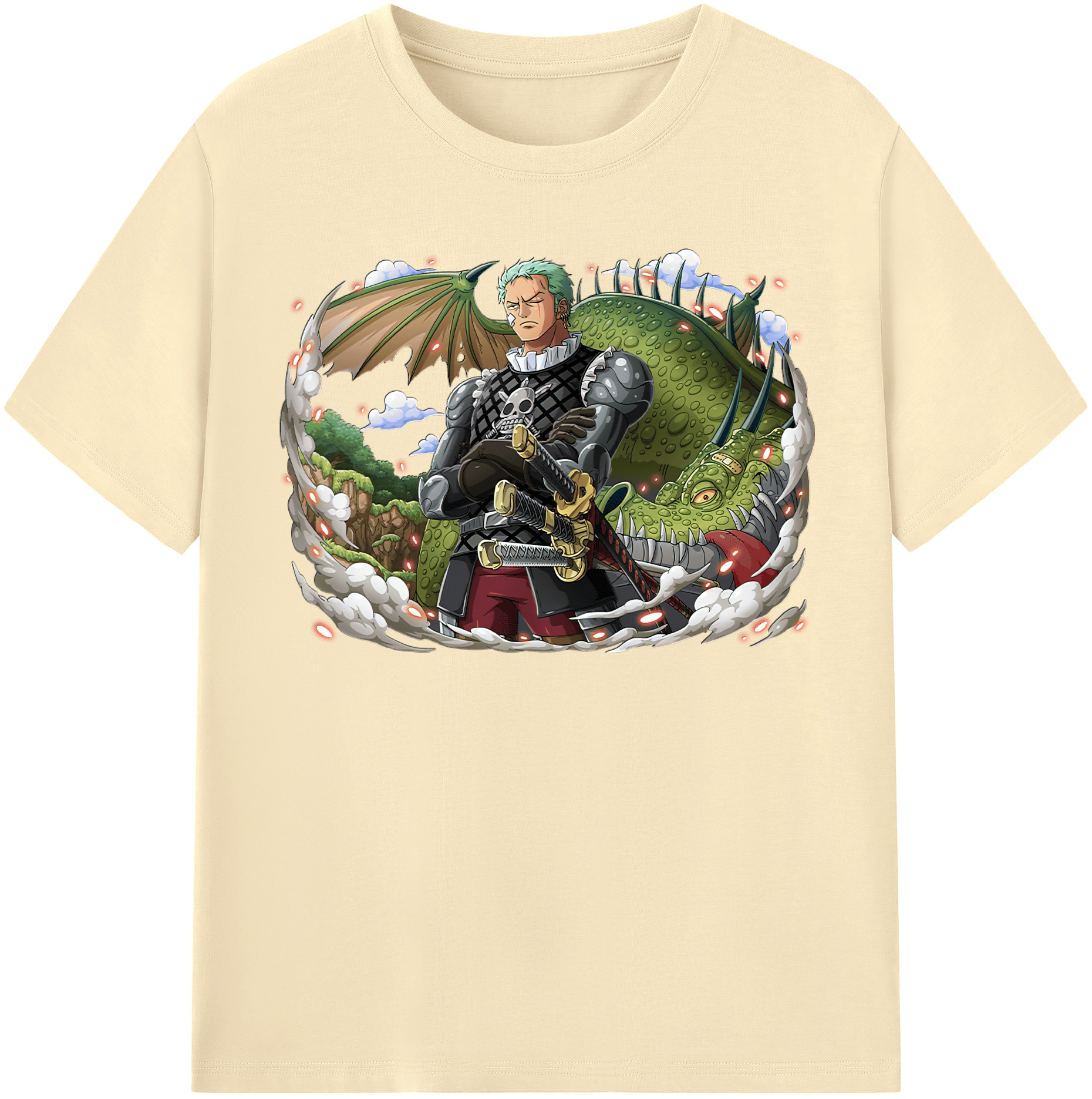 ワンピース ロロノア・ゾロ ONE PIECE Roronoa Zoro 綿100％半袖Tシャツ（フロントプリント）