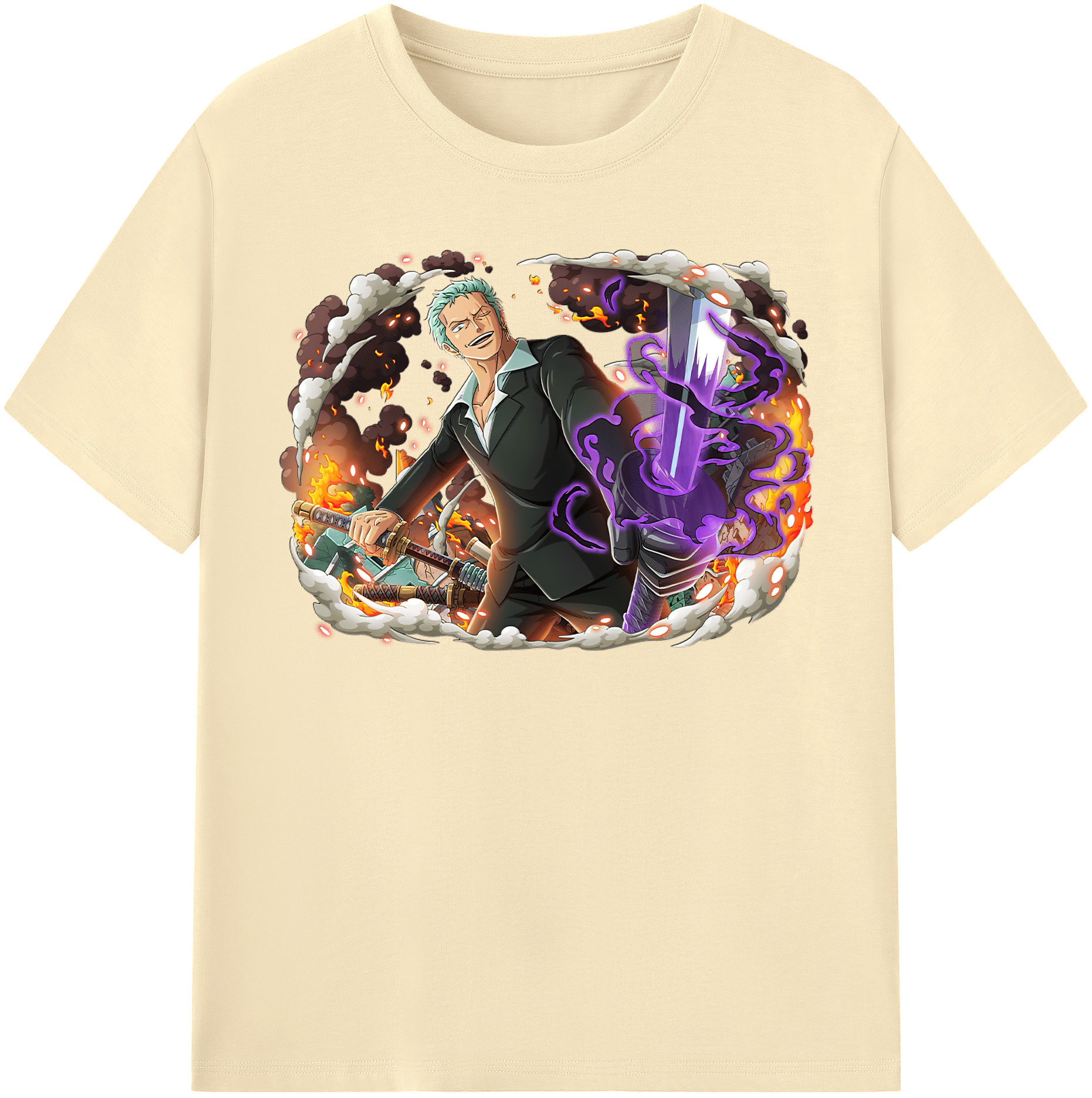 ワンピース ロロノア・ゾロ ONE PIECE Roronoa Zoro 綿100％半袖Tシャツ（フロントプリント）