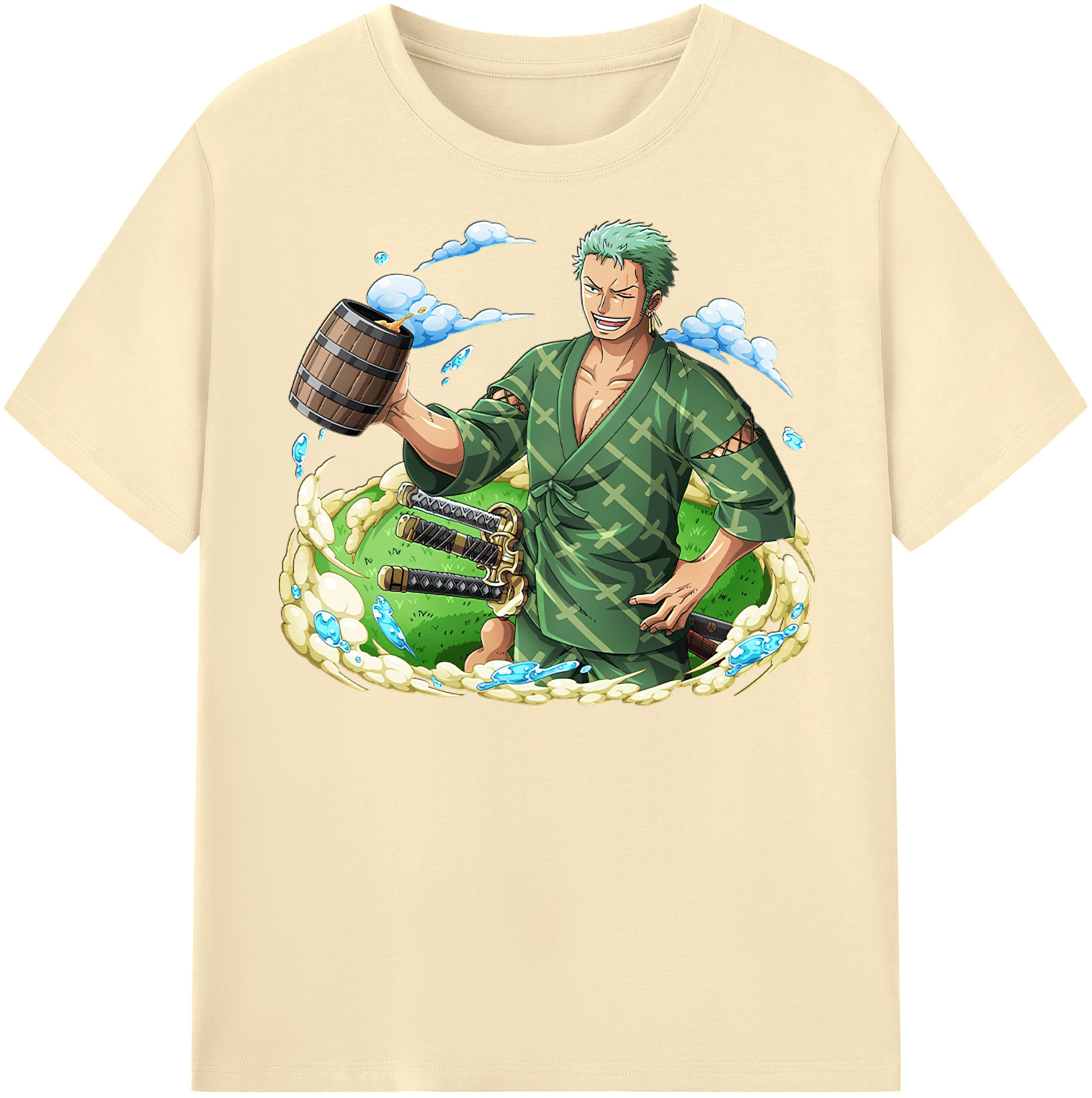 ワンピース ロロノア・ゾロ ONE PIECE Roronoa Zoro 綿100％半袖Tシャツ（フロントプリント）