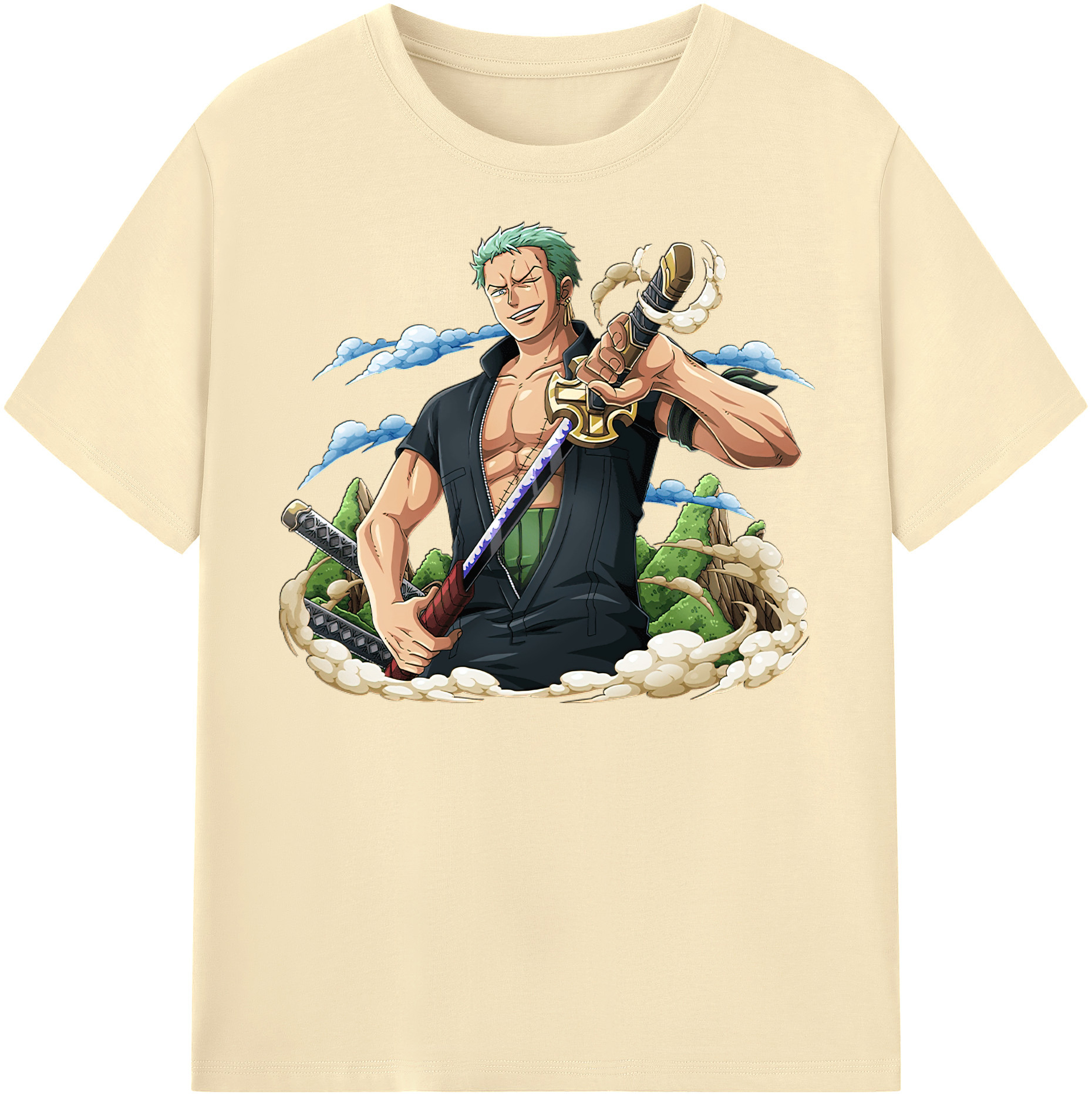 ワンピース ロロノア・ゾロ ONE PIECE Roronoa Zoro 綿100％半袖Tシャツ（フロントプリント）