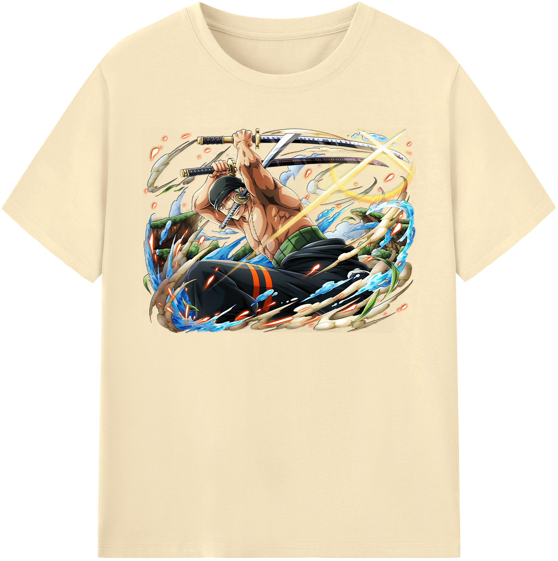 ワンピース ロロノア・ゾロ ONE PIECE Roronoa Zoro 綿100％半袖Tシャツ（フロントプリント）