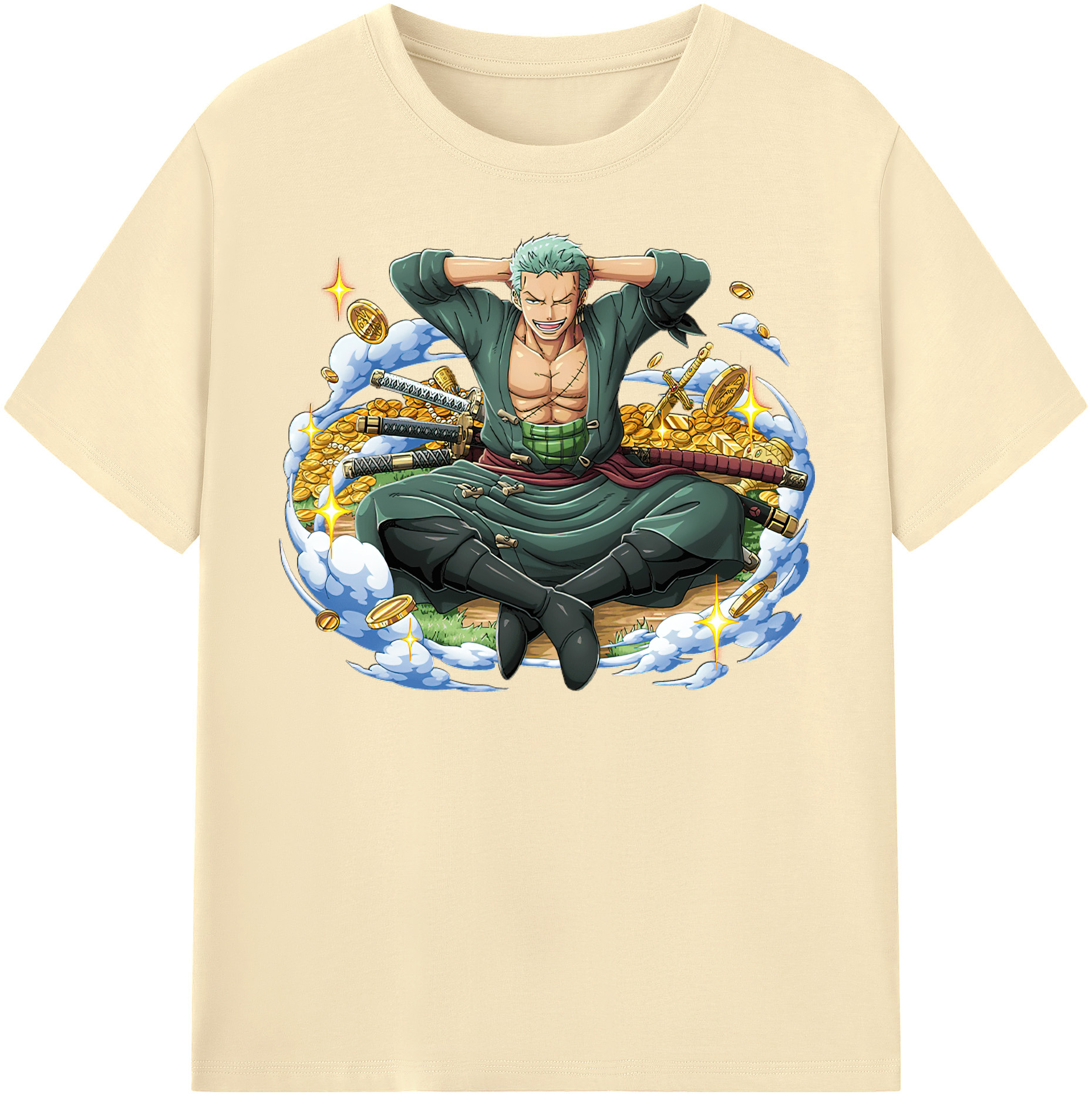ワンピース ロロノア・ゾロ ONE PIECE Roronoa Zoro 綿100％半袖Tシャツ（フロントプリント）