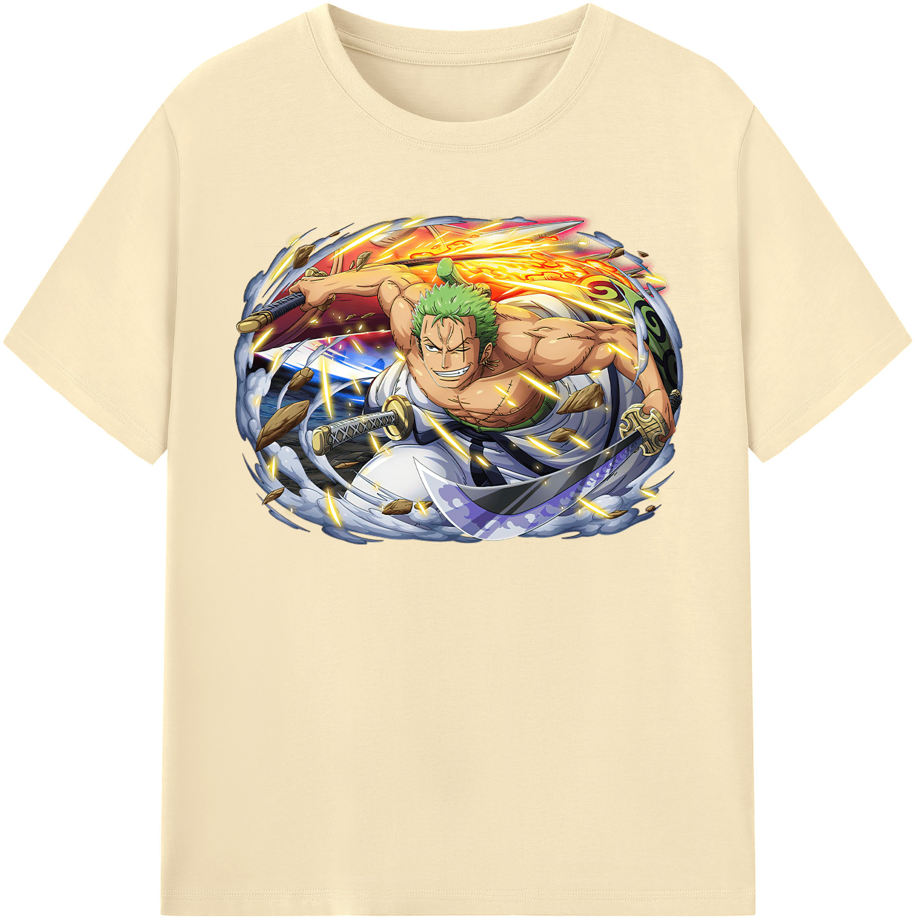 ワンピース ロロノア・ゾロ ONE PIECE Roronoa Zoro 綿100％半袖Tシャツ（フロントプリント）