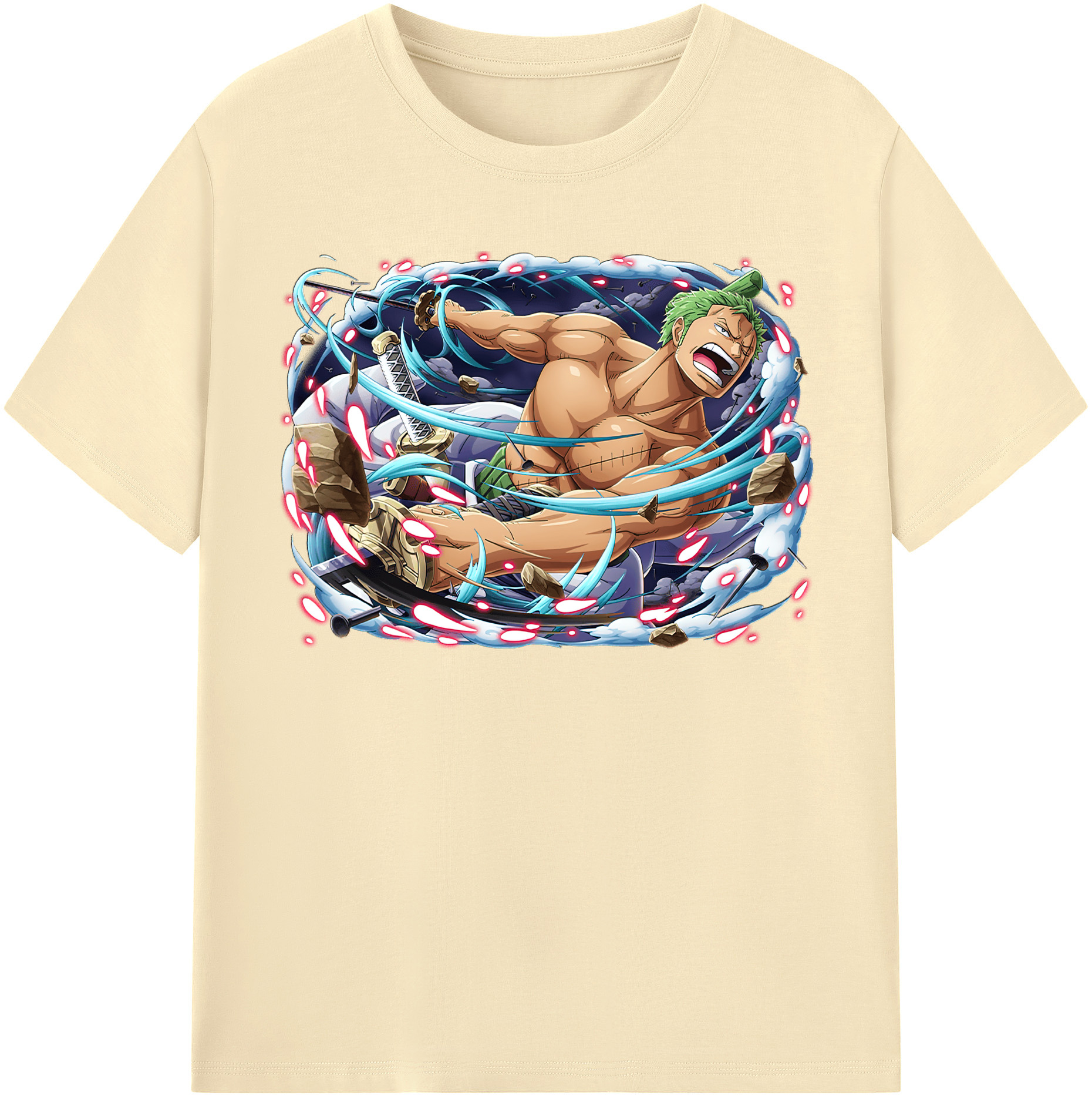 ワンピース ロロノア・ゾロ ONE PIECE Roronoa Zoro 綿100％半袖Tシャツ（フロントプリント）