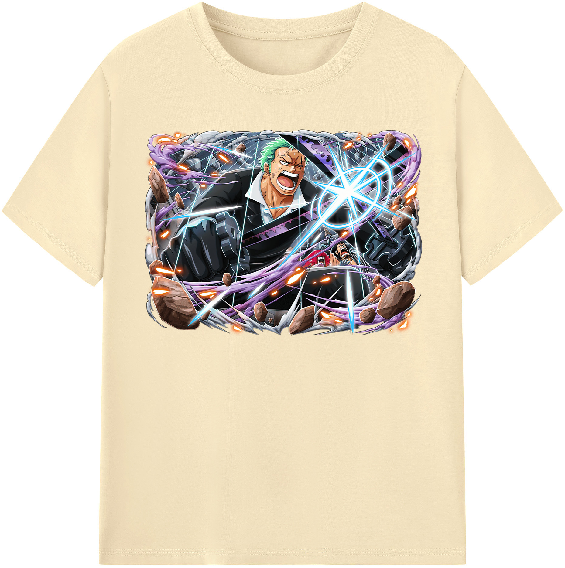 ワンピース ロロノア・ゾロ ONE PIECE Roronoa Zoro 綿100％半袖Tシャツ（フロントプリント）