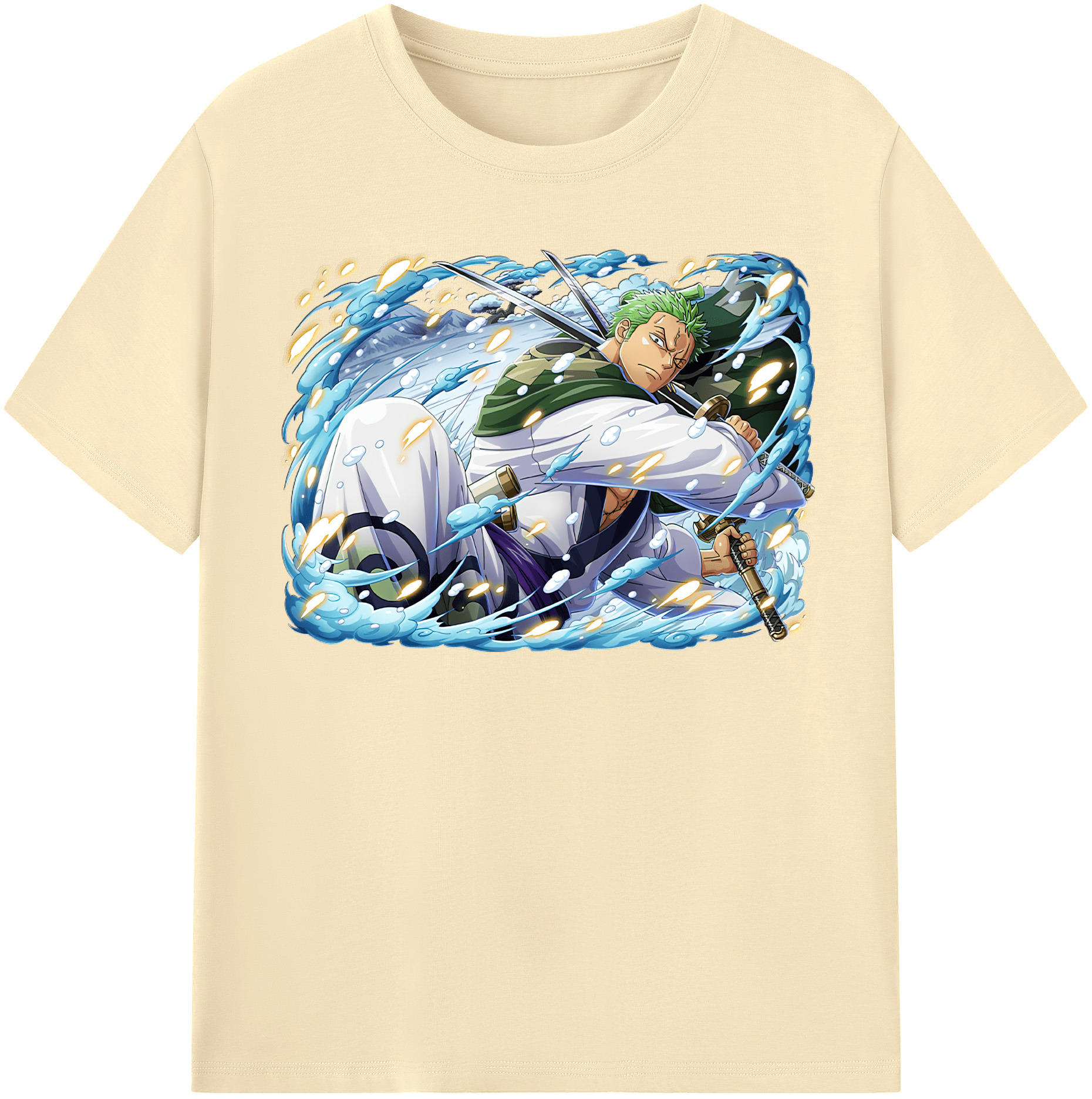ワンピース ロロノア・ゾロ ONE PIECE Roronoa Zoro 綿100％半袖Tシャツ（フロントプリント）