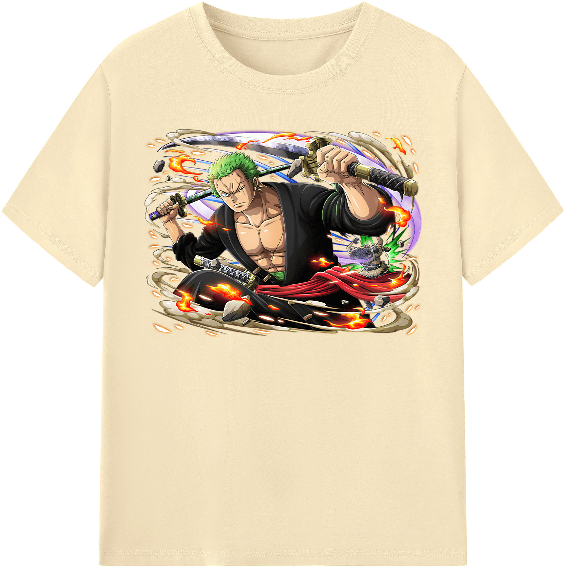 ワンピース ロロノア・ゾロ ONE PIECE Roronoa Zoro 綿100％半袖Tシャツ（フロントプリント）