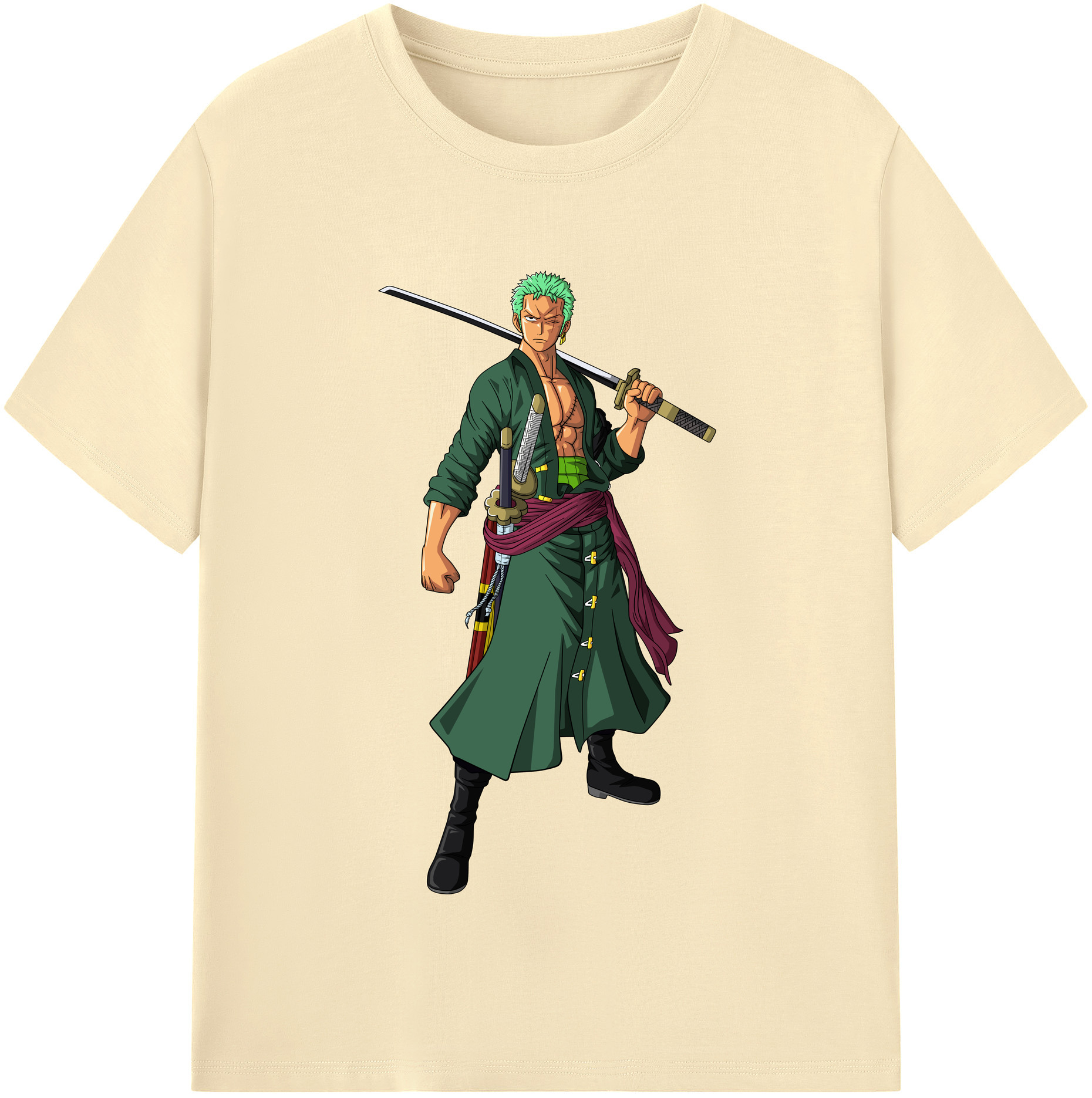 ワンピース ロロノア・ゾロ ONE PIECE Roronoa Zoro 綿100％半袖Tシャツ（フロントプリント）