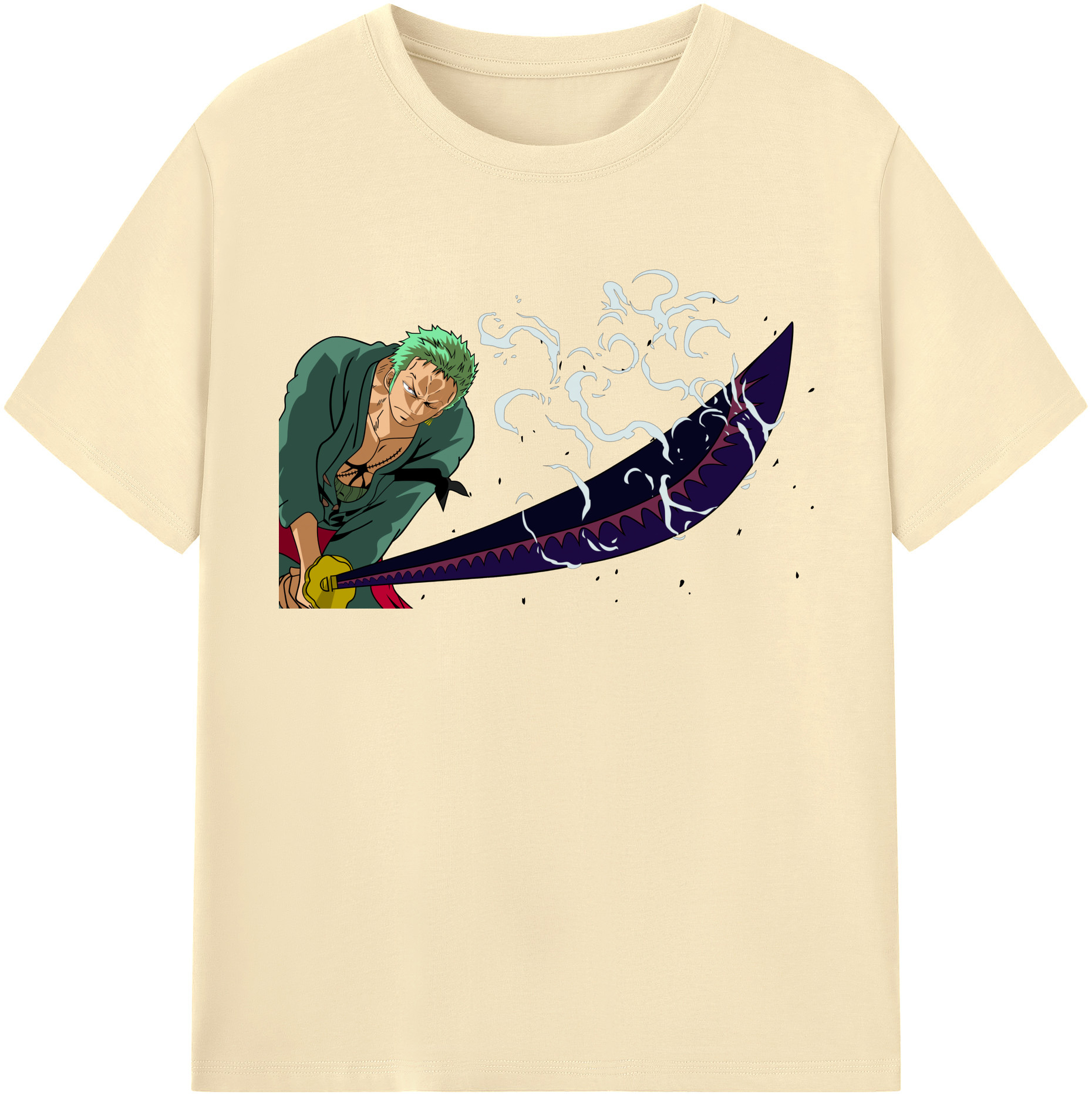 ワンピース ロロノア・ゾロ ONE PIECE Roronoa Zoro 綿100％半袖Tシャツ（フロントプリント）