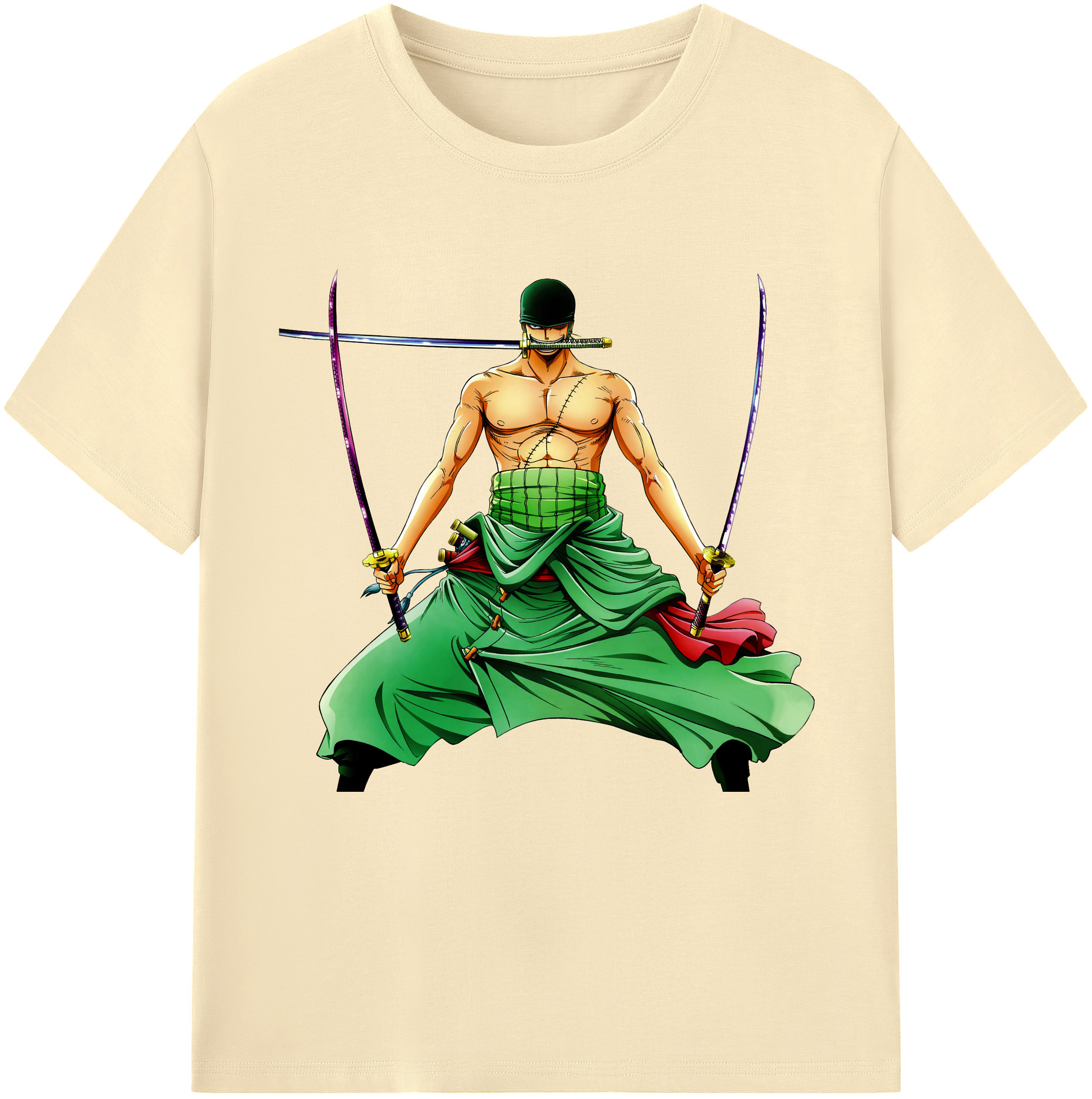 ワンピース ロロノア・ゾロ ONE PIECE Roronoa Zoro 綿100％半袖Tシャツ（フロントプリント）