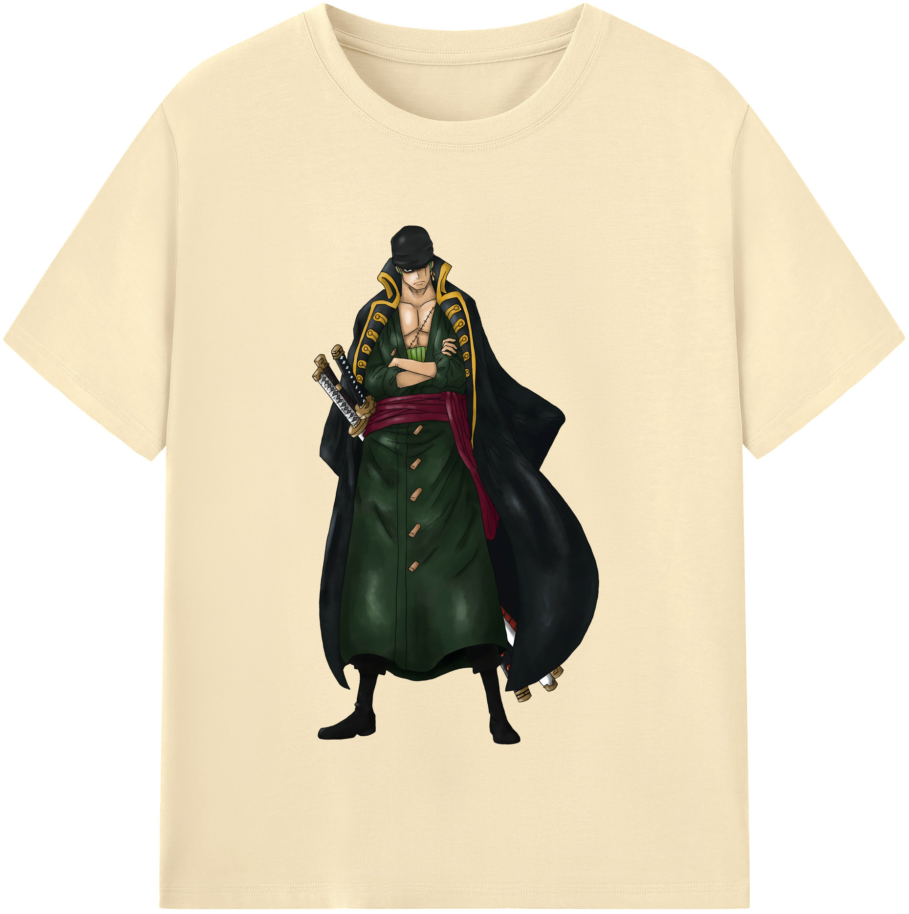 ワンピース ロロノア・ゾロ ONE PIECE Roronoa Zoro 綿100％半袖Tシャツ（フロントプリント）