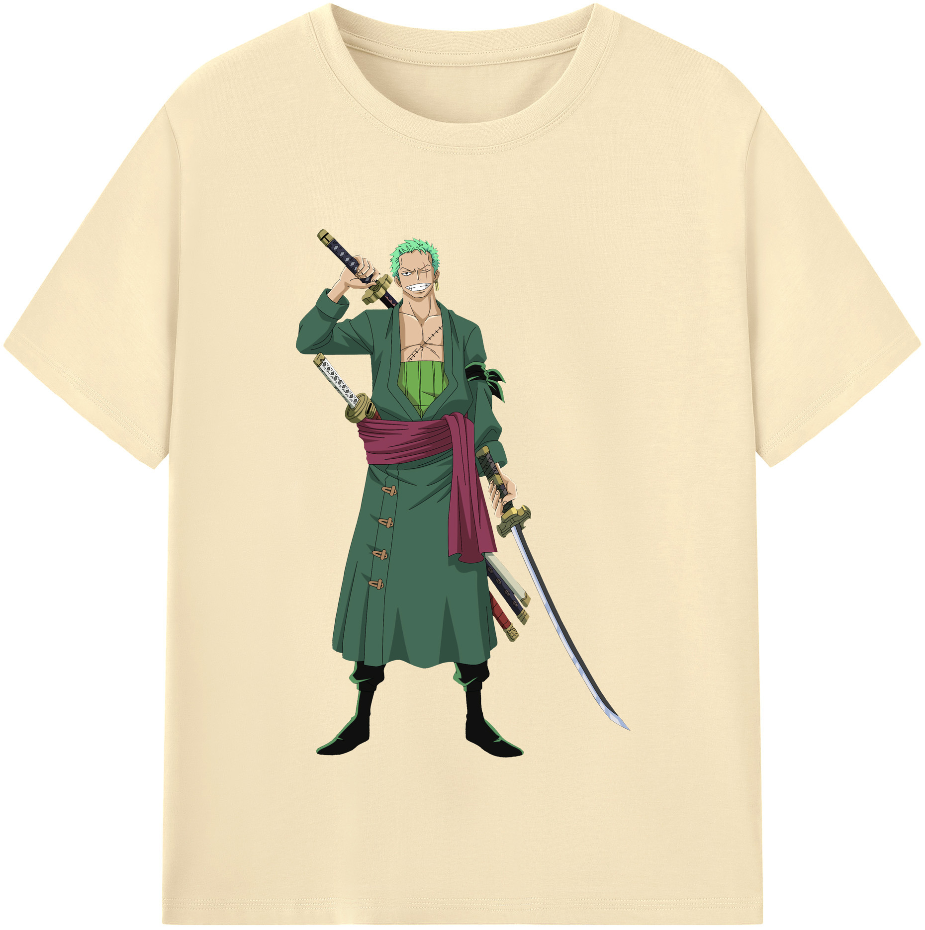 ワンピース ロロノア・ゾロ ONE PIECE Roronoa Zoro 綿100％半袖Tシャツ（フロントプリント）