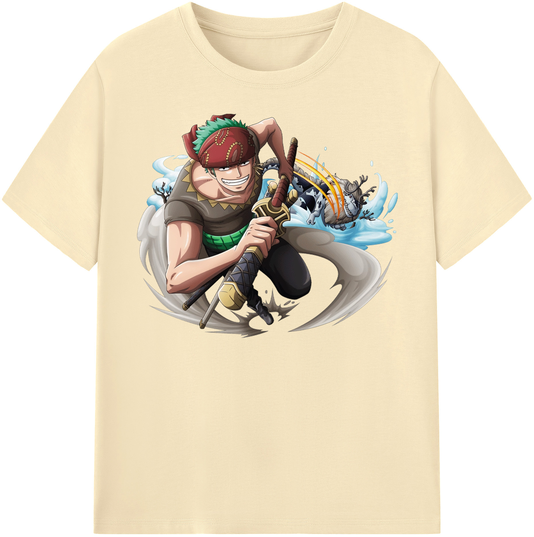 ワンピース ロロノア・ゾロ ONE PIECE Roronoa Zoro 綿100％半袖Tシャツ（フロントプリント）