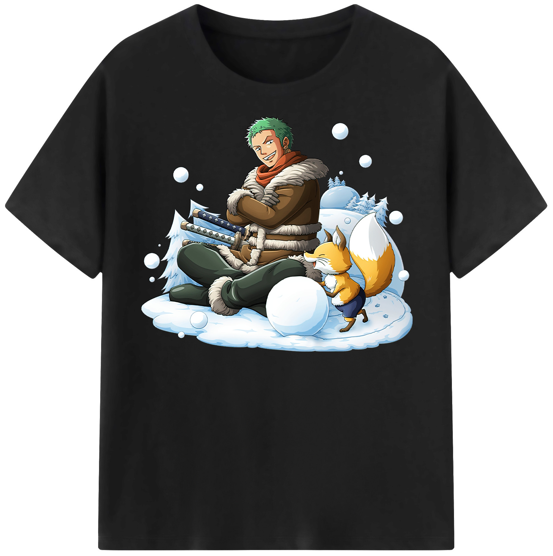 ワンピース ロロノア・ゾロ ONE PIECE Roronoa Zoro 綿100％半袖Tシャツ（フロントプリント）