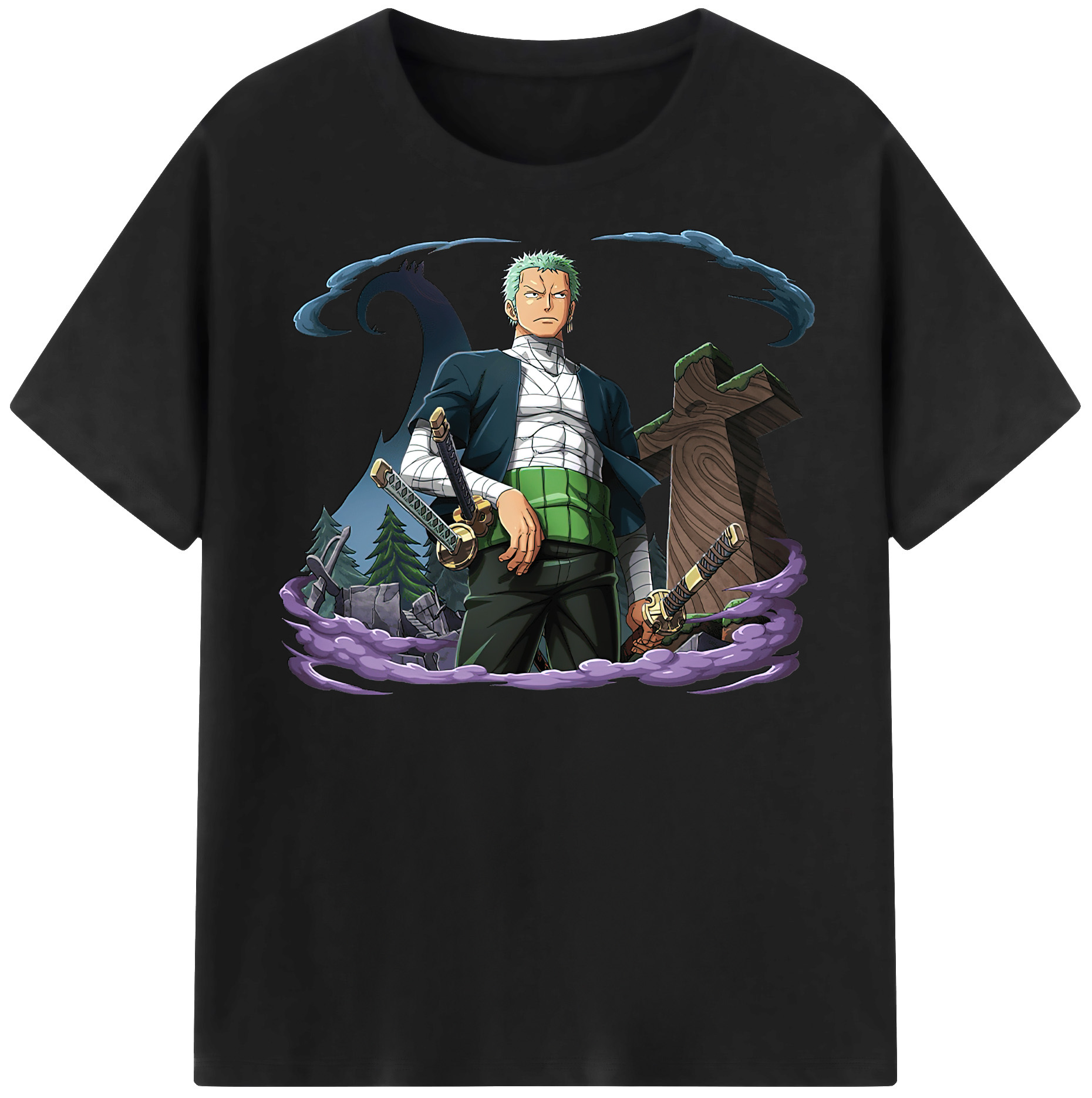 ワンピース ロロノア・ゾロ ONE PIECE Roronoa Zoro 綿100％半袖Tシャツ（フロントプリント）