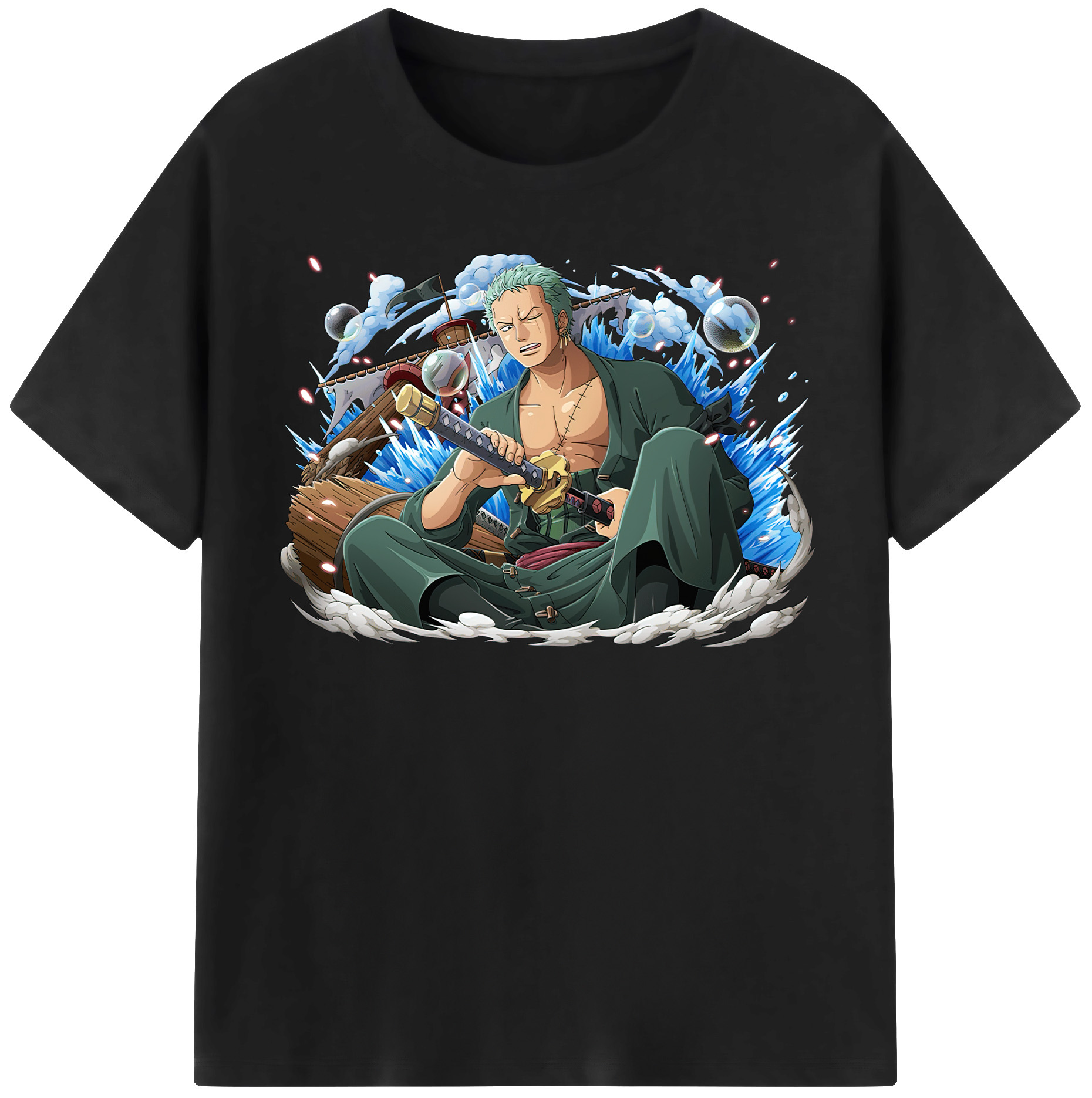 ワンピース ロロノア・ゾロ ONE PIECE Roronoa Zoro 綿100％半袖Tシャツ（フロントプリント）