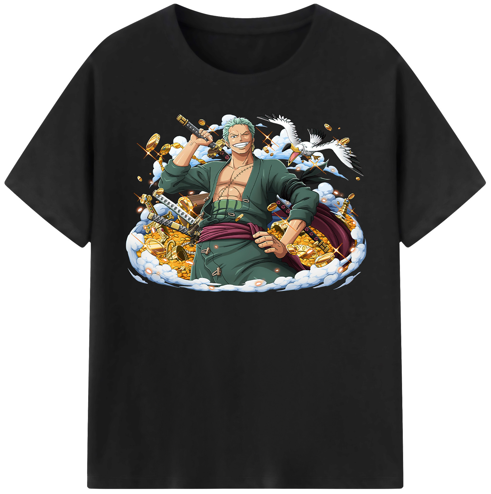 ワンピース ロロノア・ゾロ ONE PIECE Roronoa Zoro 綿100％半袖Tシャツ（フロントプリント）
