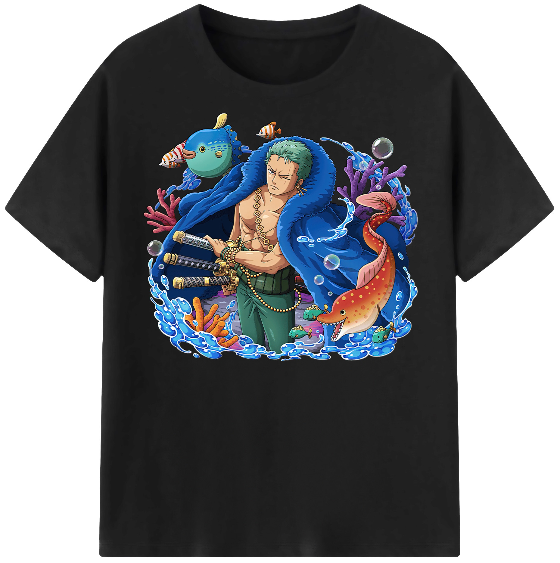 ワンピース ロロノア・ゾロ ONE PIECE Roronoa Zoro 綿100％半袖Tシャツ（フロントプリント）