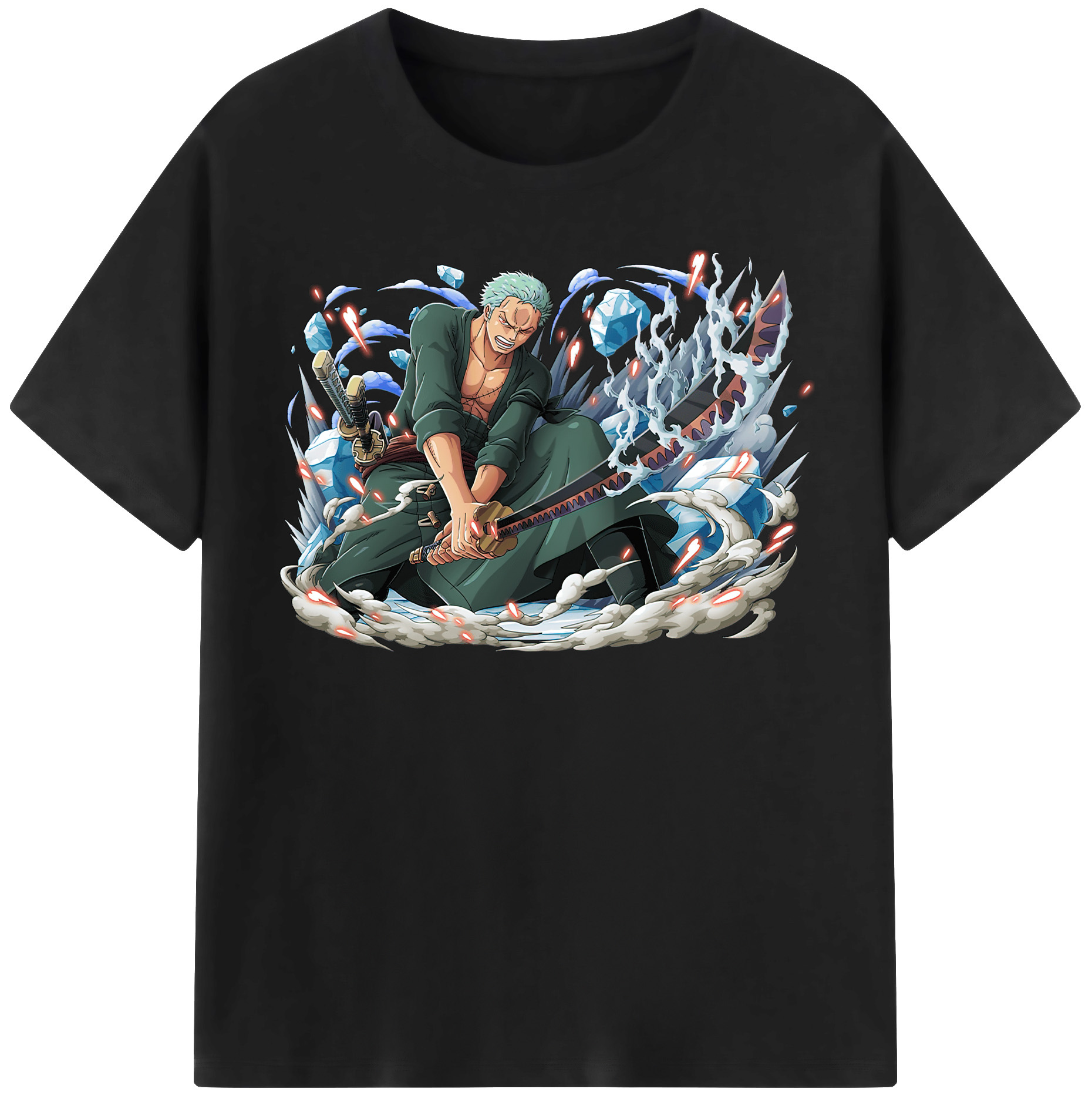 ワンピース ロロノア・ゾロ ONE PIECE Roronoa Zoro 綿100％半袖Tシャツ（フロントプリント）