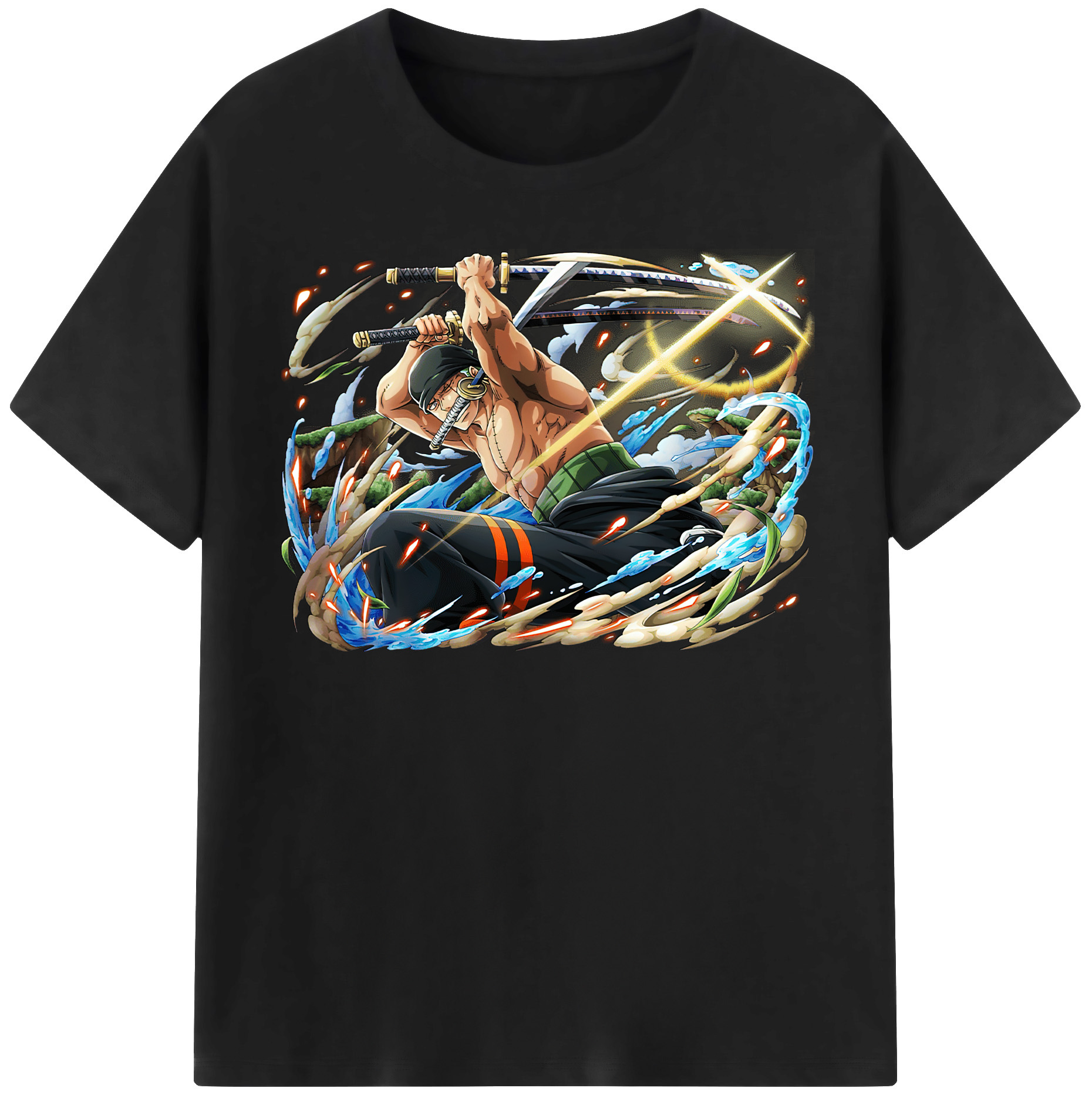 ワンピース ロロノア・ゾロ ONE PIECE Roronoa Zoro 綿100％半袖Tシャツ（フロントプリント）
