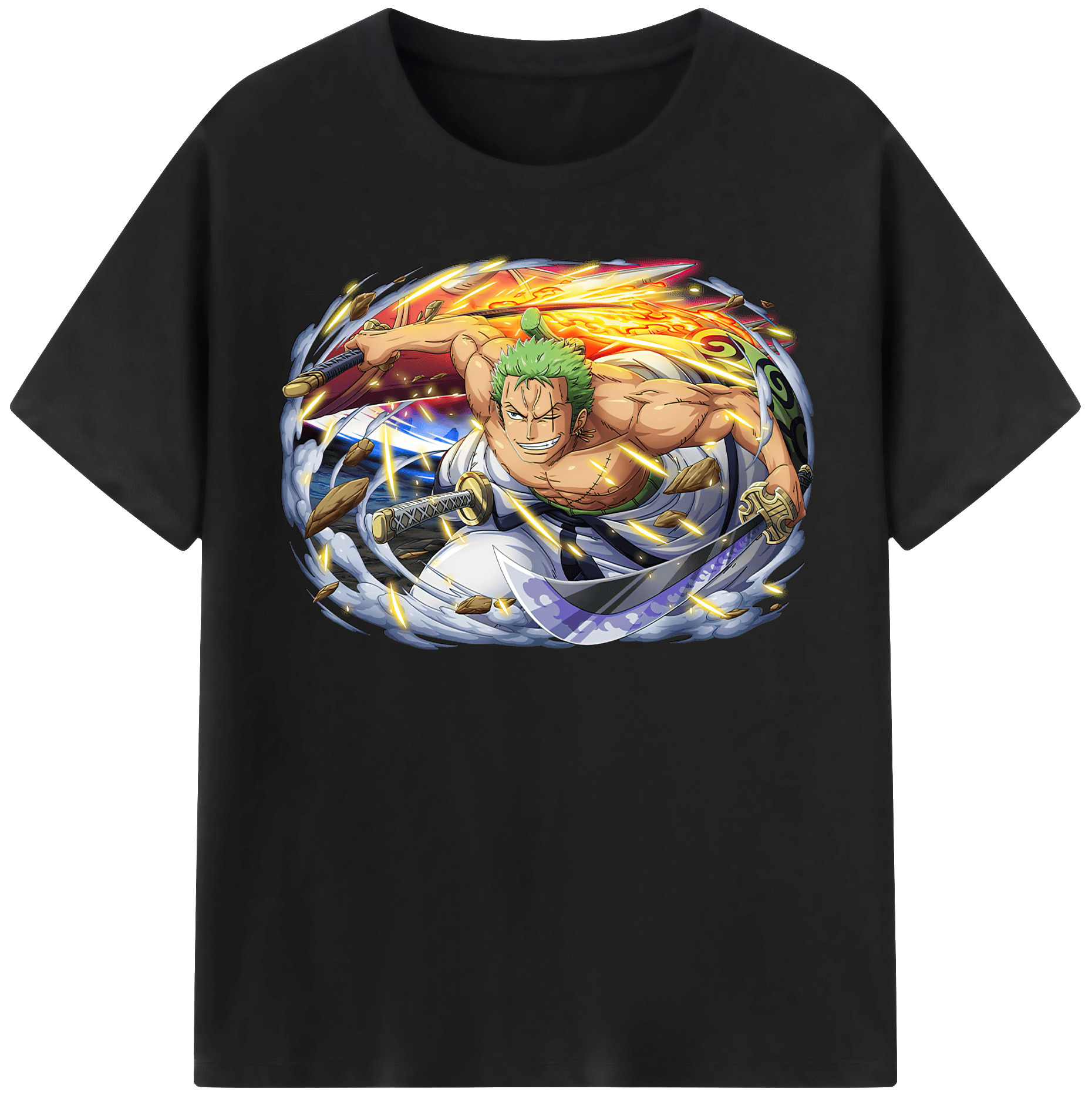 ワンピース ロロノア・ゾロ ONE PIECE Roronoa Zoro 綿100％半袖Tシャツ（フロントプリント）