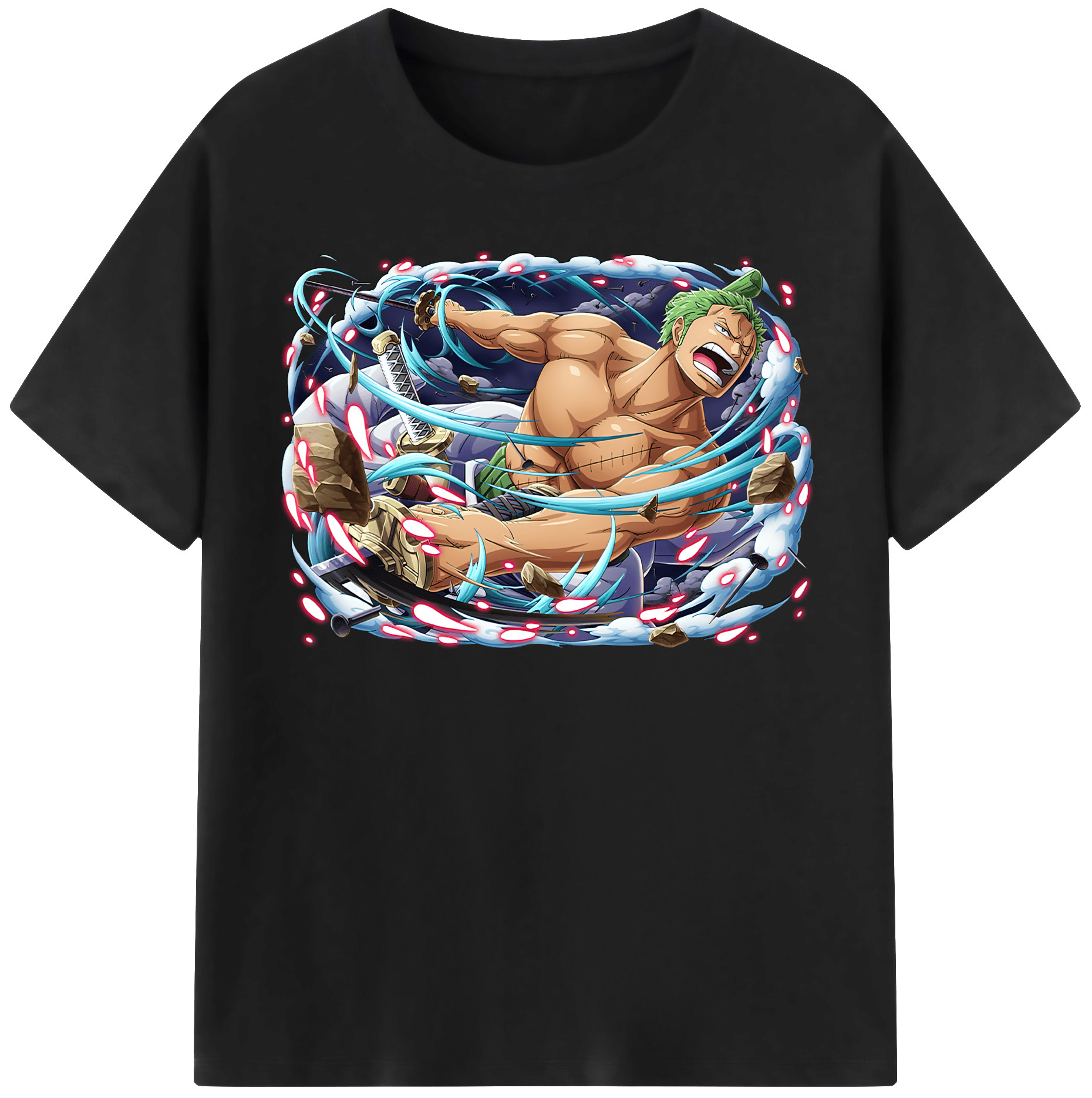 ワンピース ロロノア・ゾロ ONE PIECE Roronoa Zoro 綿100％半袖Tシャツ（フロントプリント）