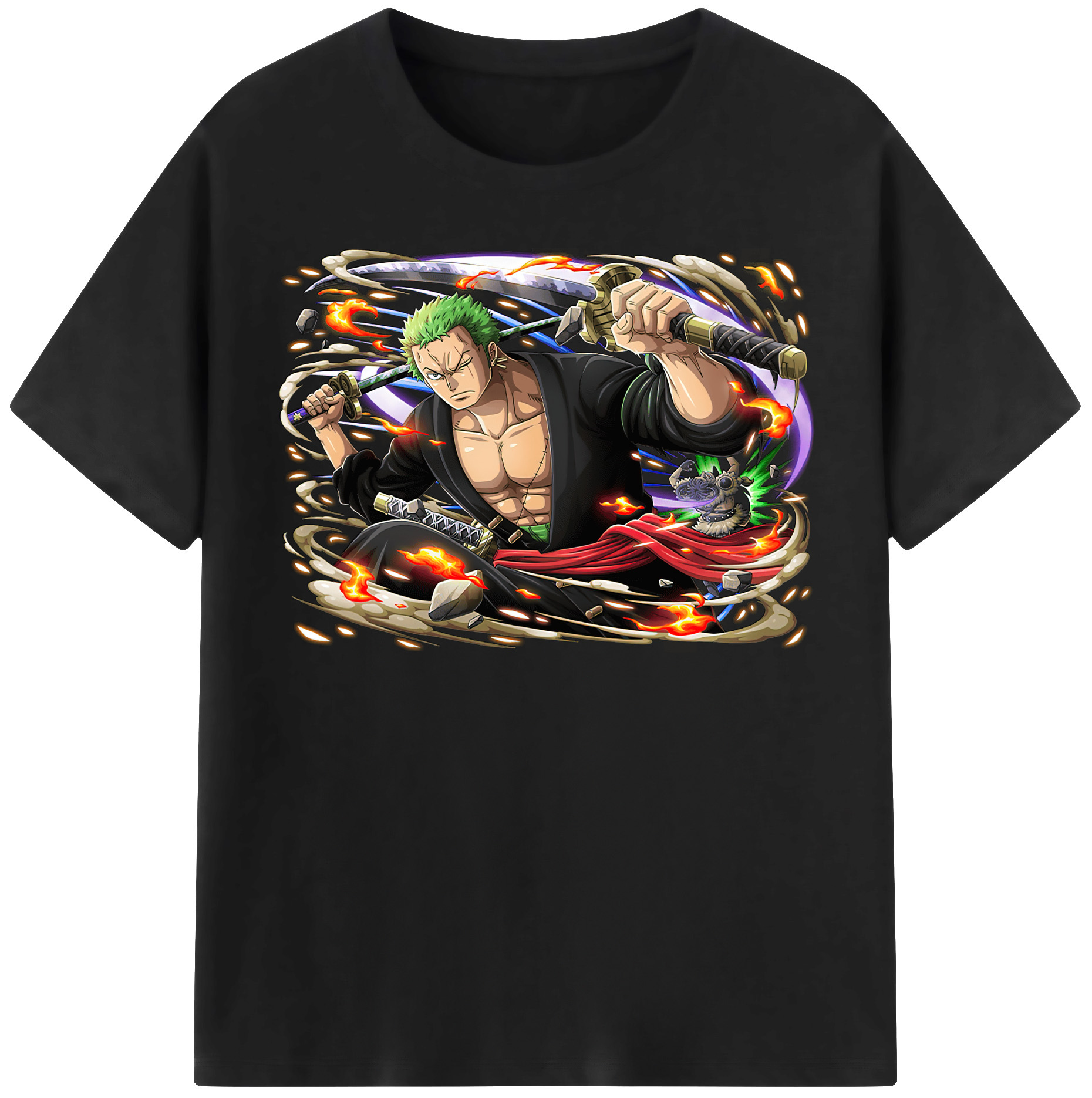 ワンピース ロロノア・ゾロ ONE PIECE Roronoa Zoro 綿100％半袖Tシャツ（フロントプリント）