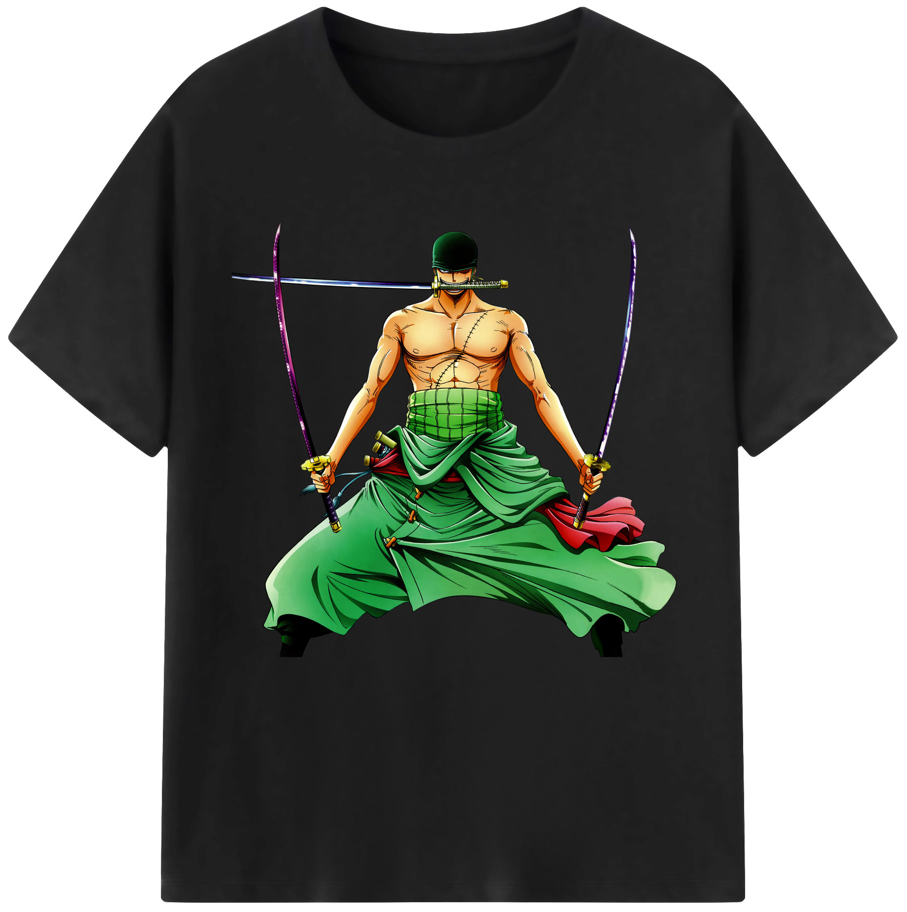 ワンピース ロロノア・ゾロ ONE PIECE Roronoa Zoro 綿100％半袖Tシャツ（フロントプリント）