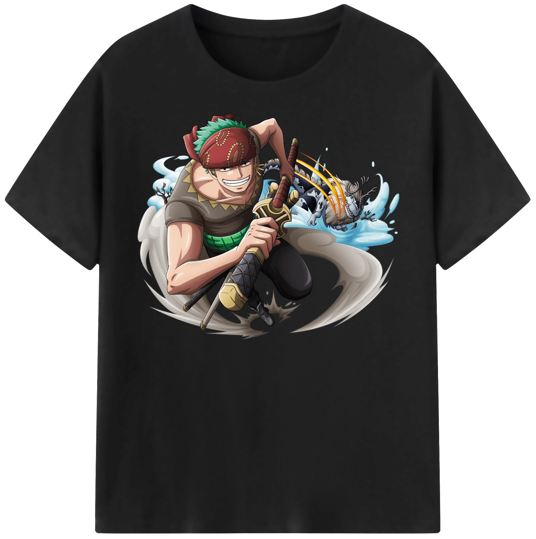 ワンピース ロロノア・ゾロ ONE PIECE Roronoa Zoro 綿100％半袖Tシャツ（フロントプリント）