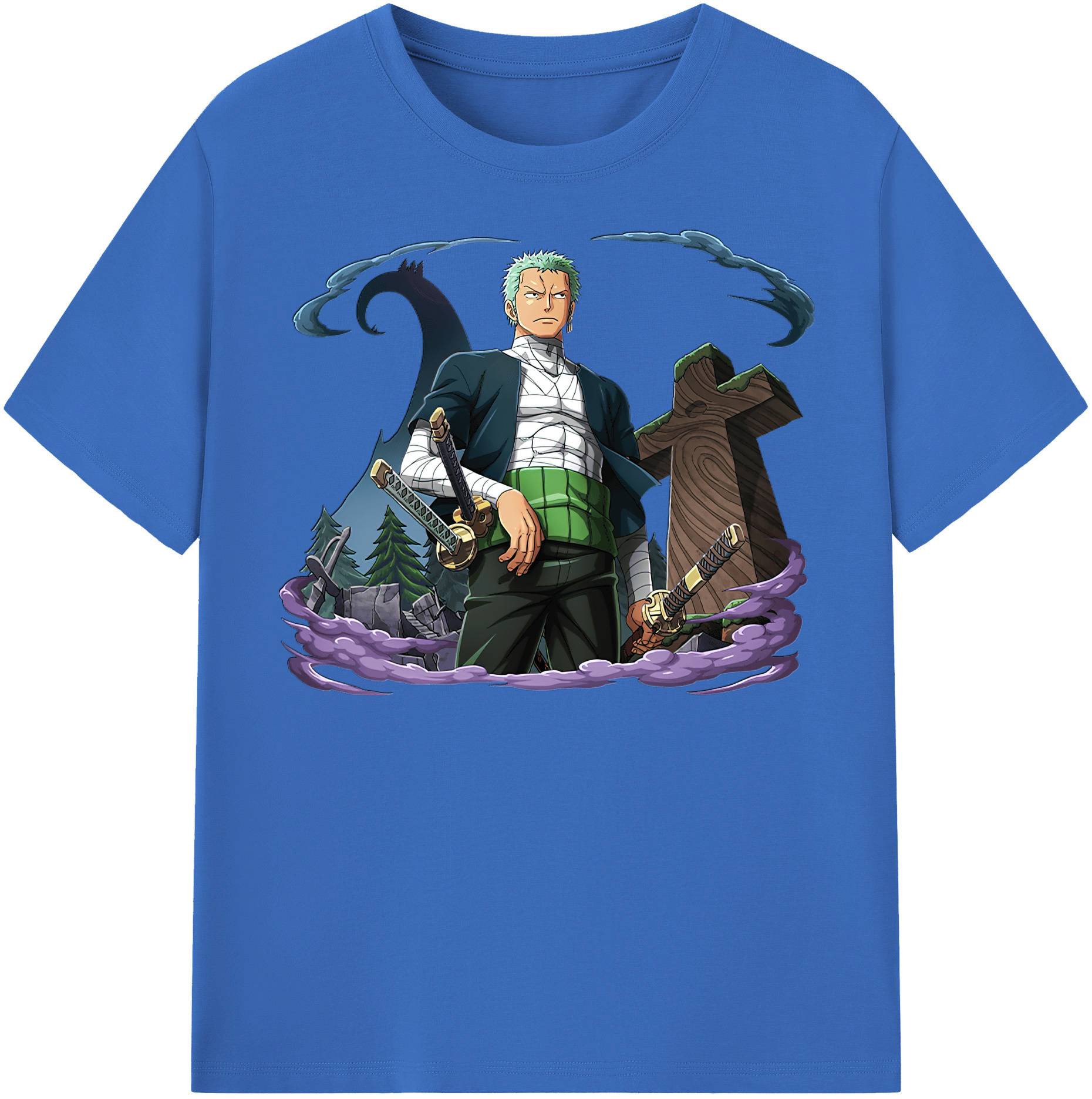 ワンピース ロロノア・ゾロ ONE PIECE Roronoa Zoro 綿100％半袖Tシャツ（フロントプリント）