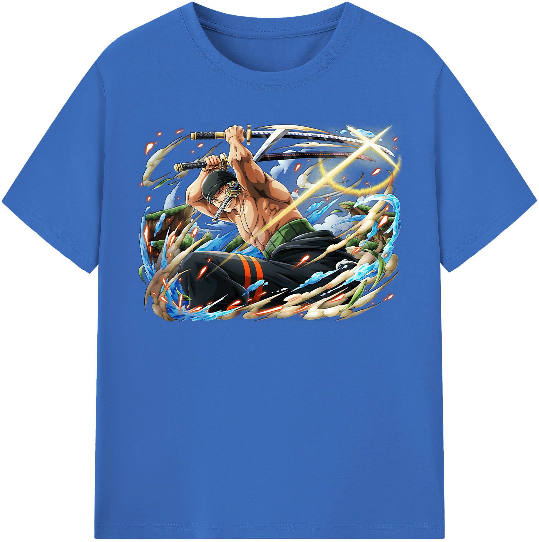 ワンピース ロロノア・ゾロ ONE PIECE Roronoa Zoro 綿100％半袖Tシャツ（フロントプリント）