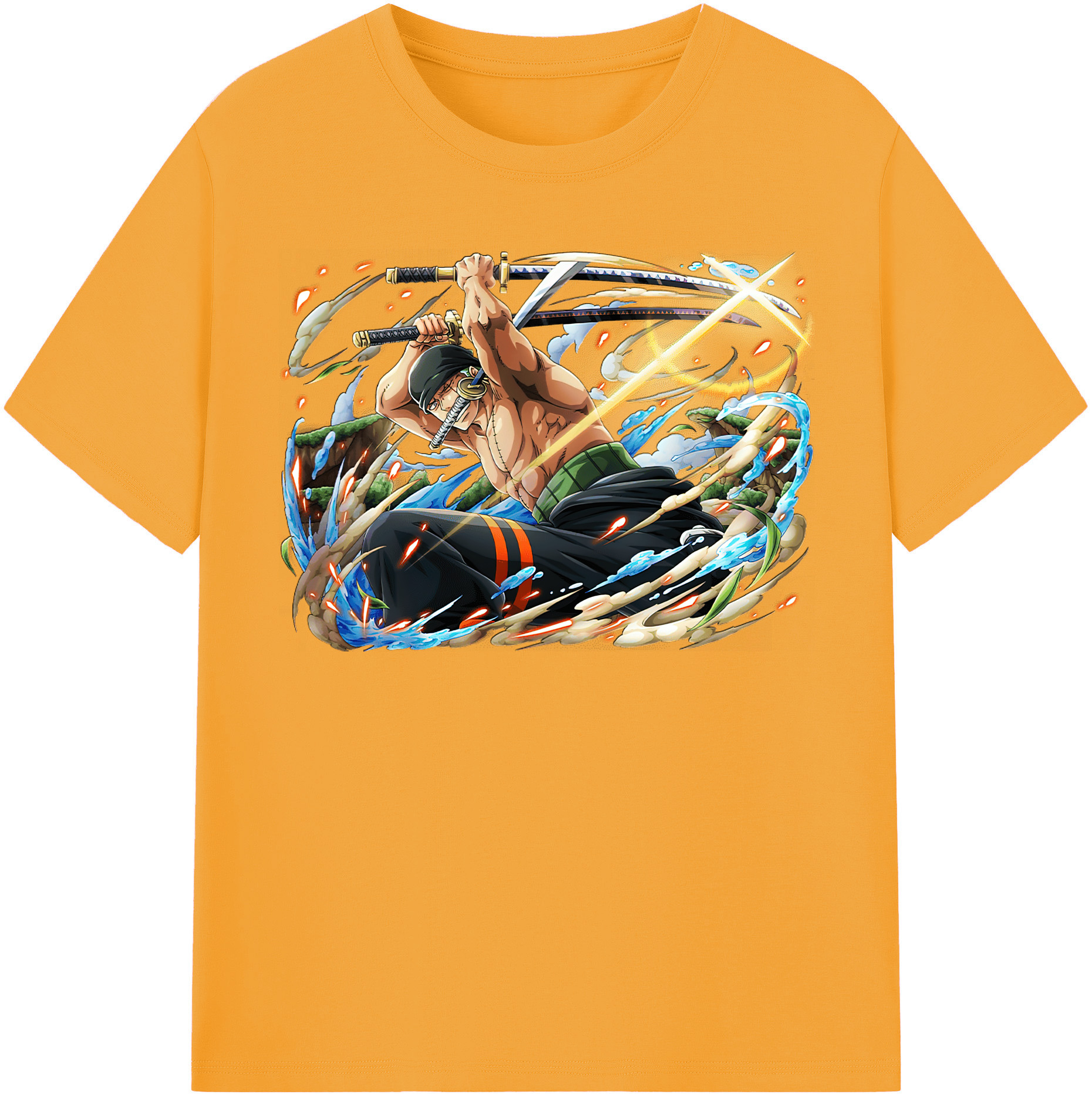 ワンピース ロロノア・ゾロ ONE PIECE Roronoa Zoro 綿100％半袖Tシャツ（フロントプリント）