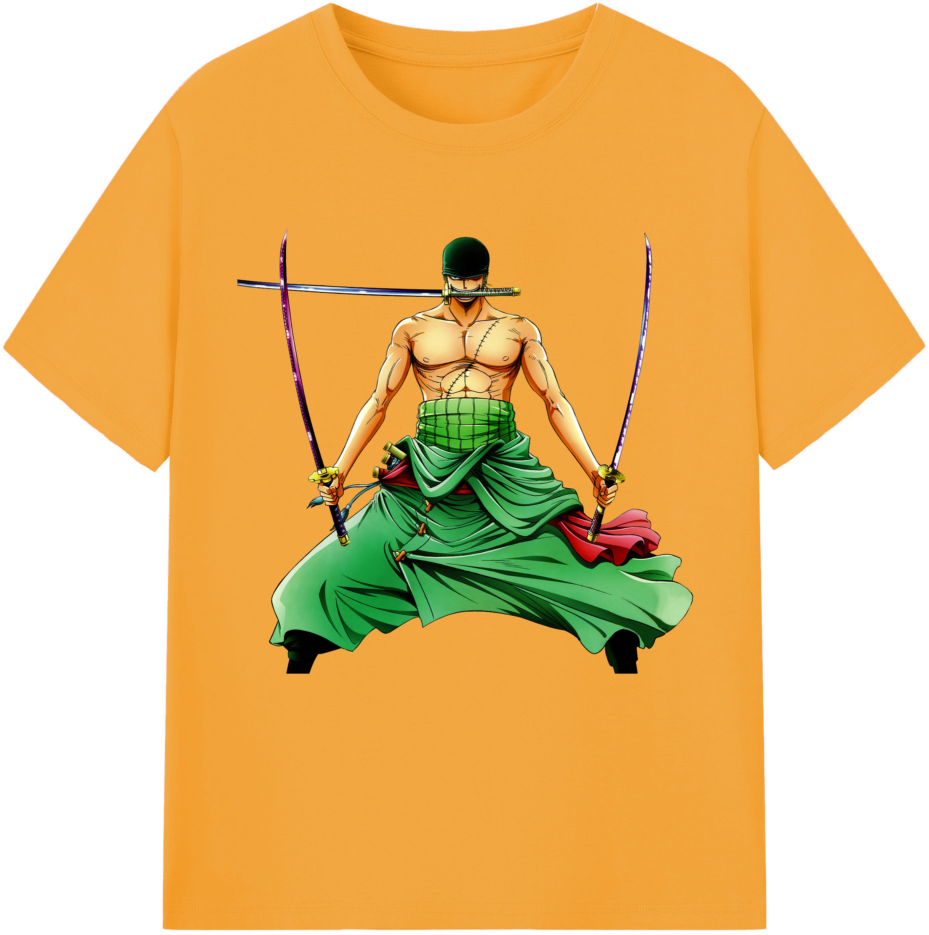 ワンピース ロロノア・ゾロ ONE PIECE Roronoa Zoro 綿100％半袖Tシャツ（フロントプリント）